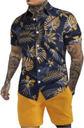 GORGLITTER Men's Cruise Rave Vacation Matching Outfits 2 Piece Short Sets | Mens Summer Beach Outfits, 2 Piece Shorts Set, Couples Travel Outfits, Hawaiian Shirts