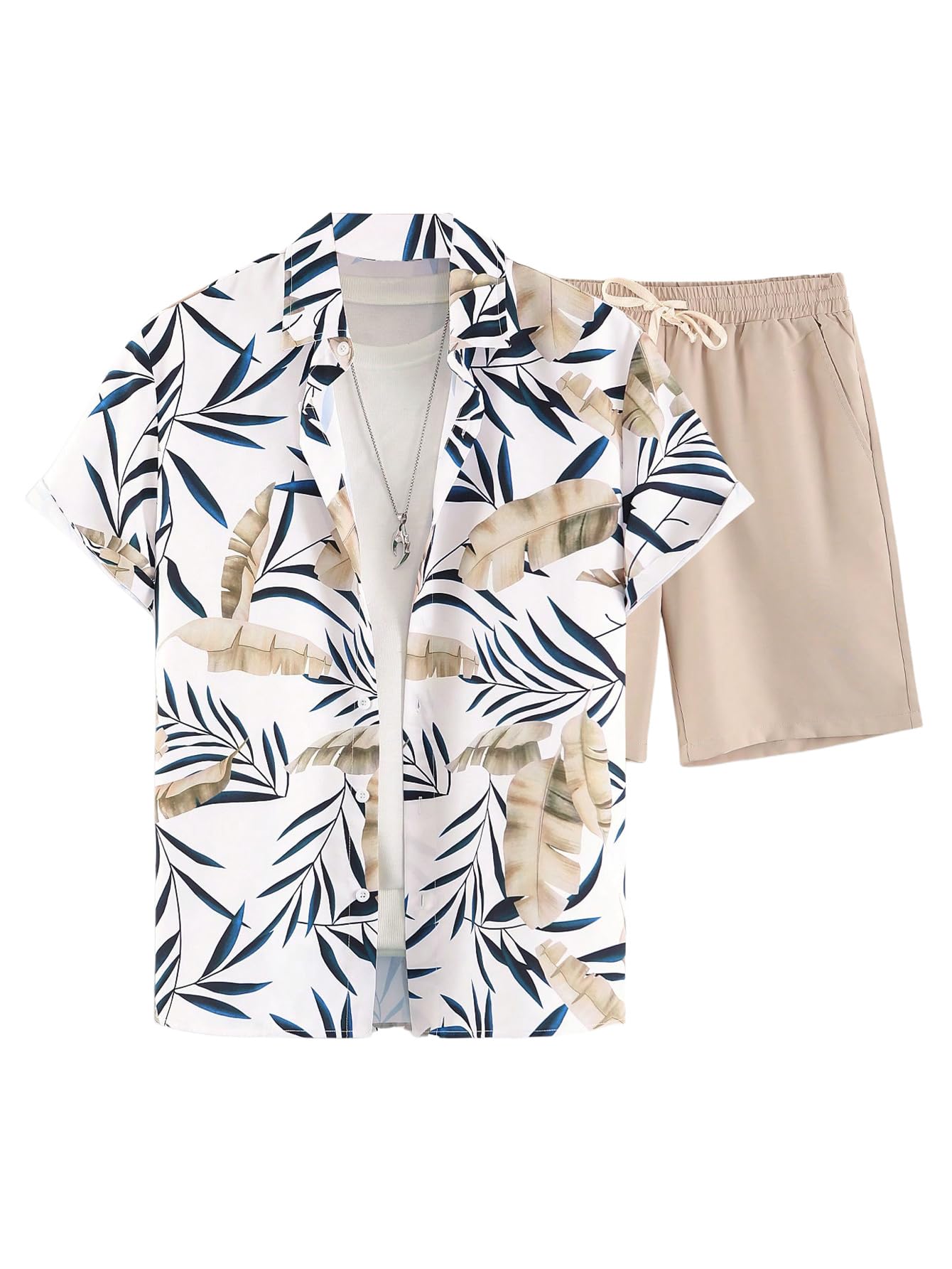 GORGLITTER Men's Beach Cruise Vacation Outfits Floral Shirt and Shorts Sets | Short Sleeve Button Up, Matching Hawaiian Outfits for Couples, Resort Wear