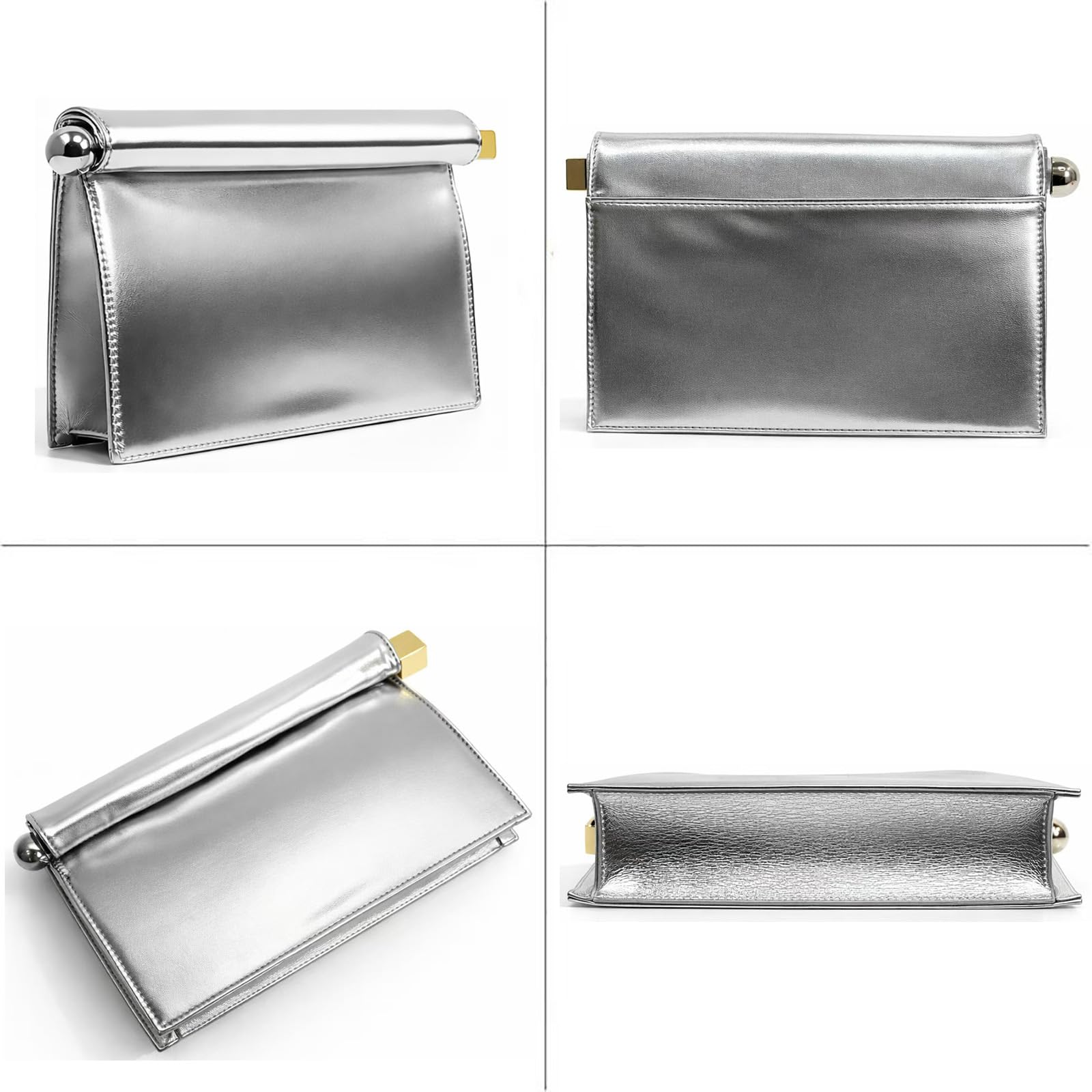 PU Leather Handbag Detachable Chain Crossbody Shoulder Evening Bag Clutch Purse for Women Formal Wedding Party Prom