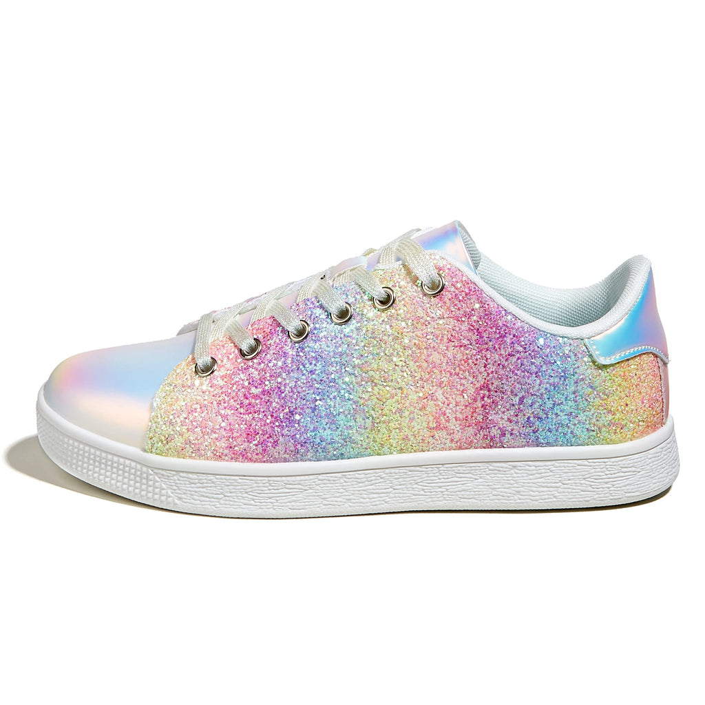 LUCKY STEP Women's Sparkly Glitter Shoes Bling Shiny | Sparkle Bedazzled Fashion Sneaker for Walking Wedding | Dressy Versatile Casual Style