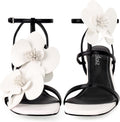 LACIKOSZ Floral Women High Heels Strappy Sandals Comfortable Dressy Shoes | Open Toe Ankle Strap Square Toe Wedding Bride