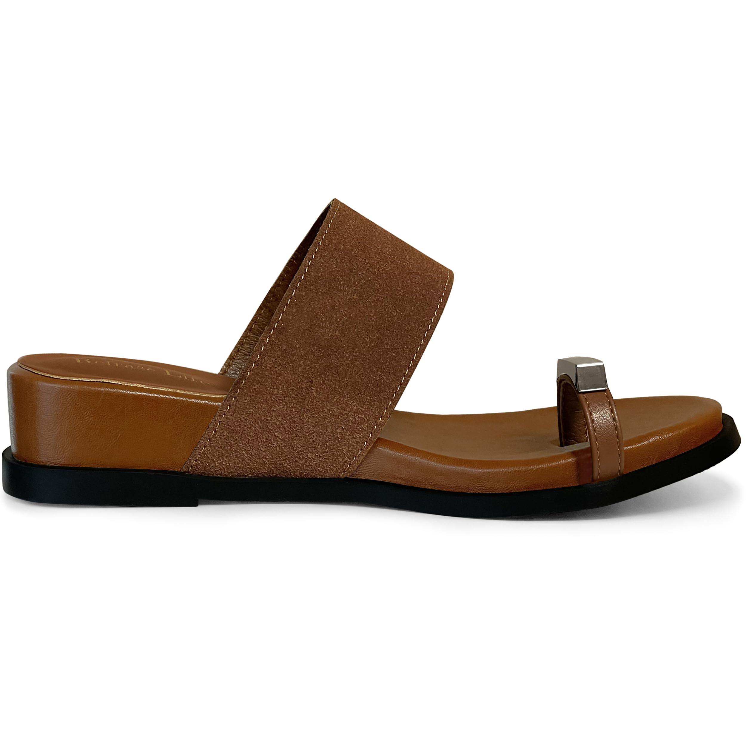 REFRASE LIFE Women's Toe Ring Slide Sandals Strappy Toe Loop Slip On Open Toe Flip Flops, Casual Summer Beach Shoes
