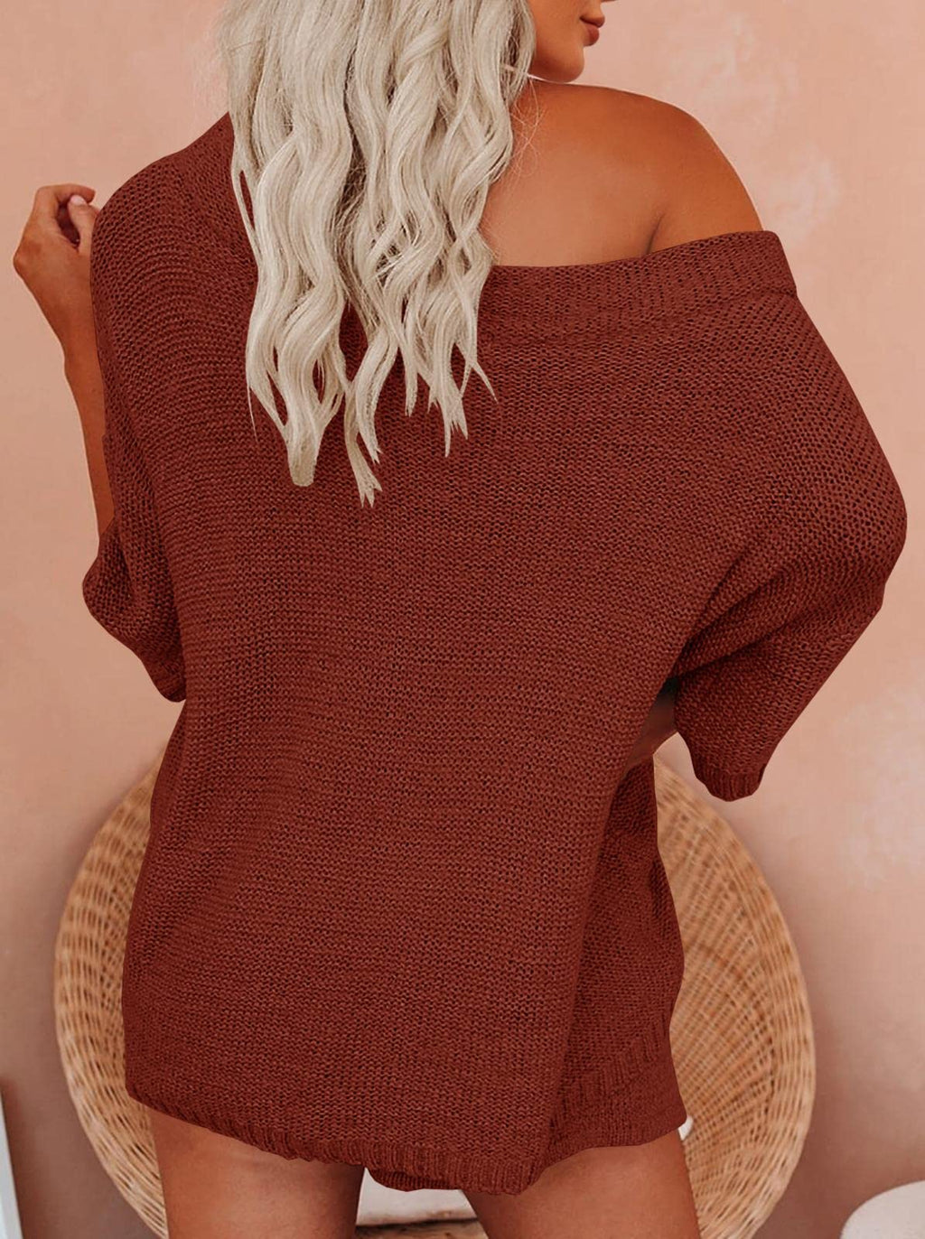 Mafulus Women's 2 Piece Outfits Sweater Sets Off Shoulder Knit Top Shorts Matching Suits Cute Pajama Lounge Set