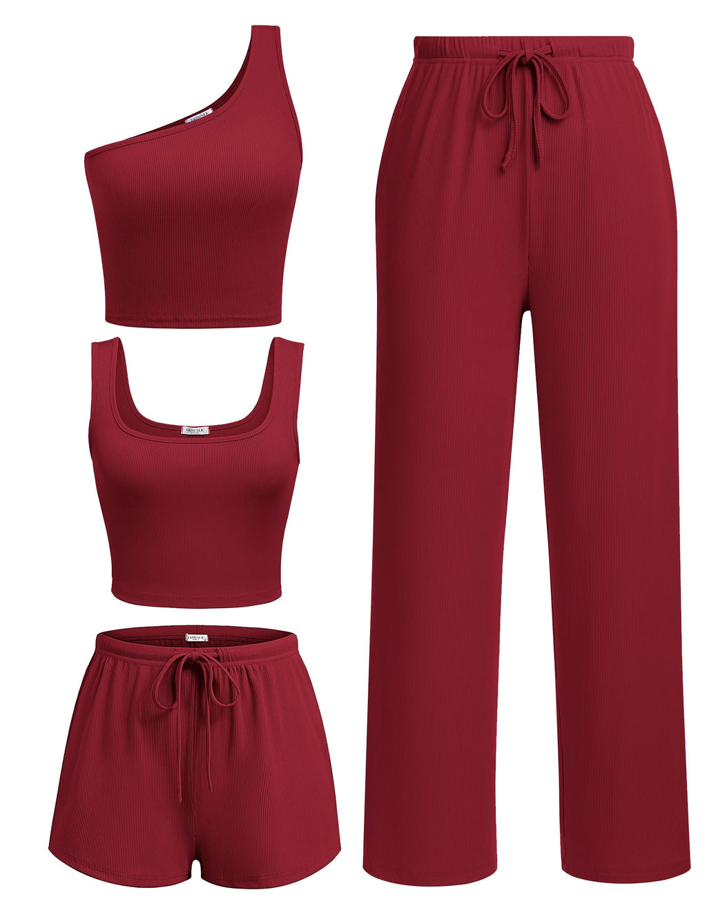 Ekouaer 4 Piece Sets for Women Casual Lounge Sets Summer Vacation Outfits | Knit Fabric,Soft and Comfortable, Tank Top and Long/Short Pant with Pockets, for Leisure,Summer Beach Vacation Day.