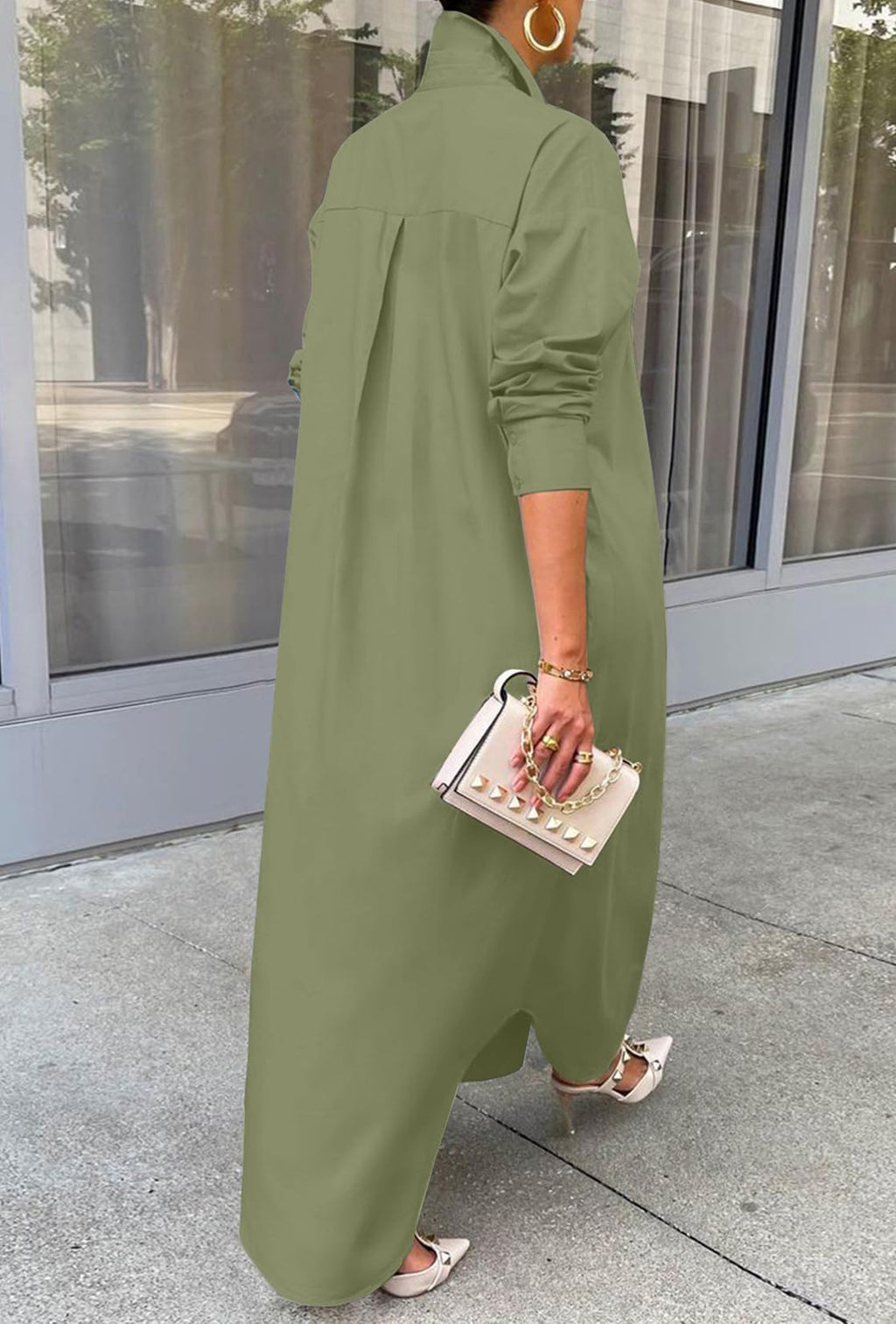 Shirt Dresses for Women Casual Long Sleeve Cotton Button Down Maxi Dresses | Oversized,Solid Color,Loose Fit,Plus Size,Long Shirts,Button Down Dress