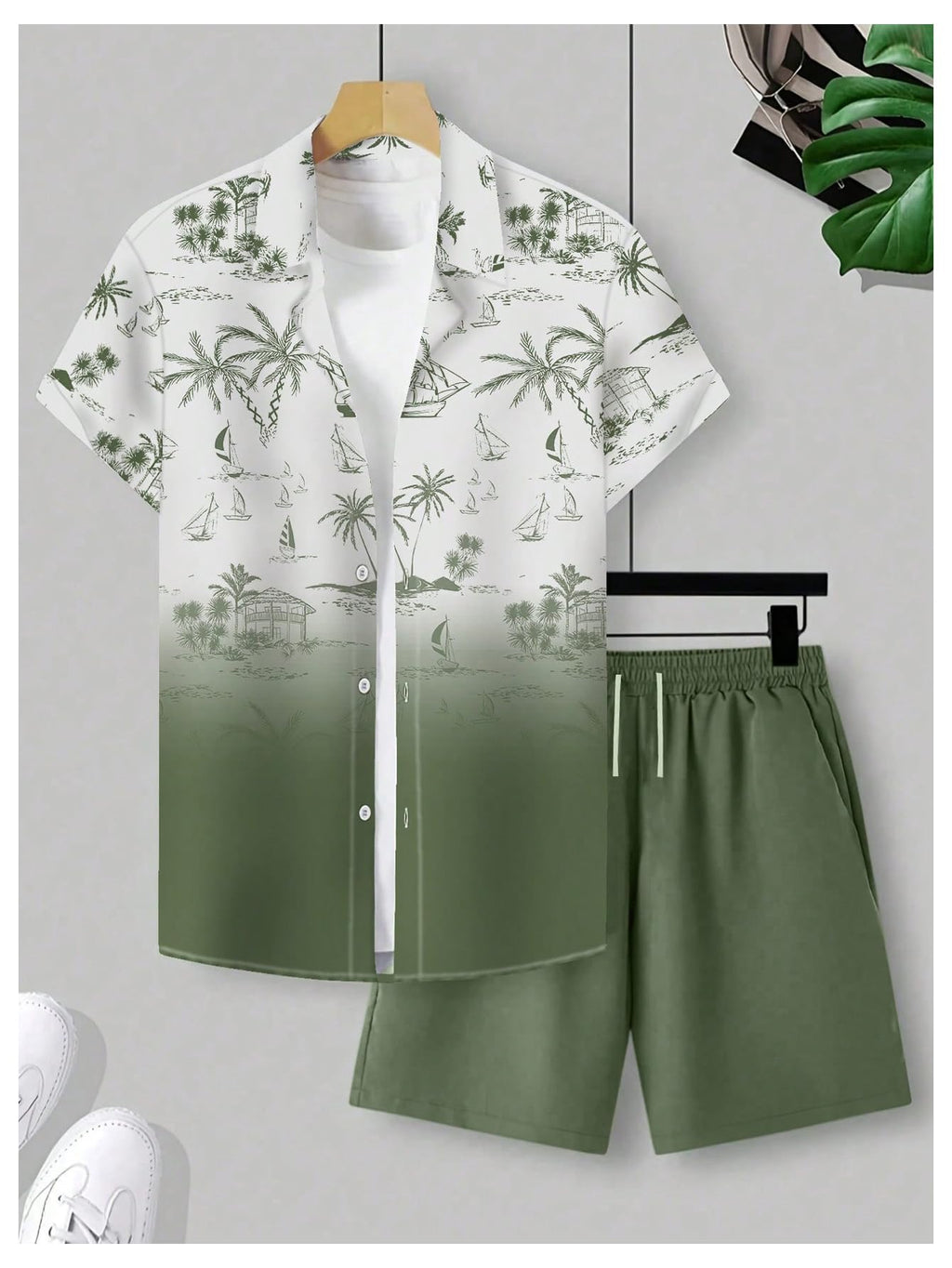 GORGLITTER Men's Cruise Rave Vacation Matching Outfits 2 Piece Short Sets | Mens Summer Beach Outfits, 2 Piece Shorts Set, Couples Travel Outfits, Hawaiian Shirts