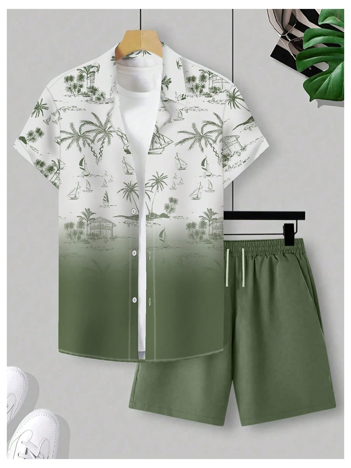 GORGLITTER Men's Cruise Rave Vacation Matching Outfits 2 Piece Short Sets | Mens Summer Beach Outfits, 2 Piece Shorts Set, Couples Travel Outfits, Hawaiian Shirts