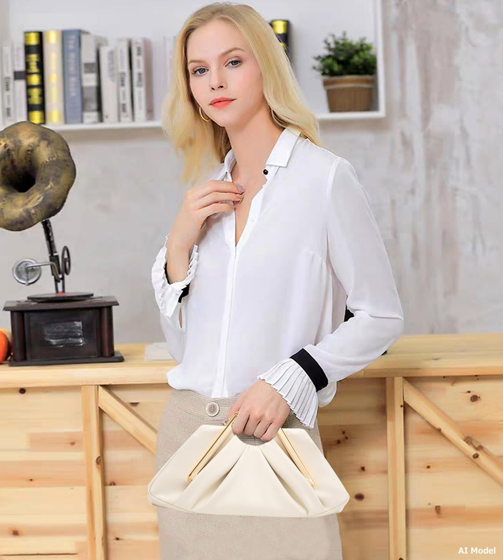 myfriday Elegant Ruched Clutch Purse, Soft Dumpling Evening Bag | for Women