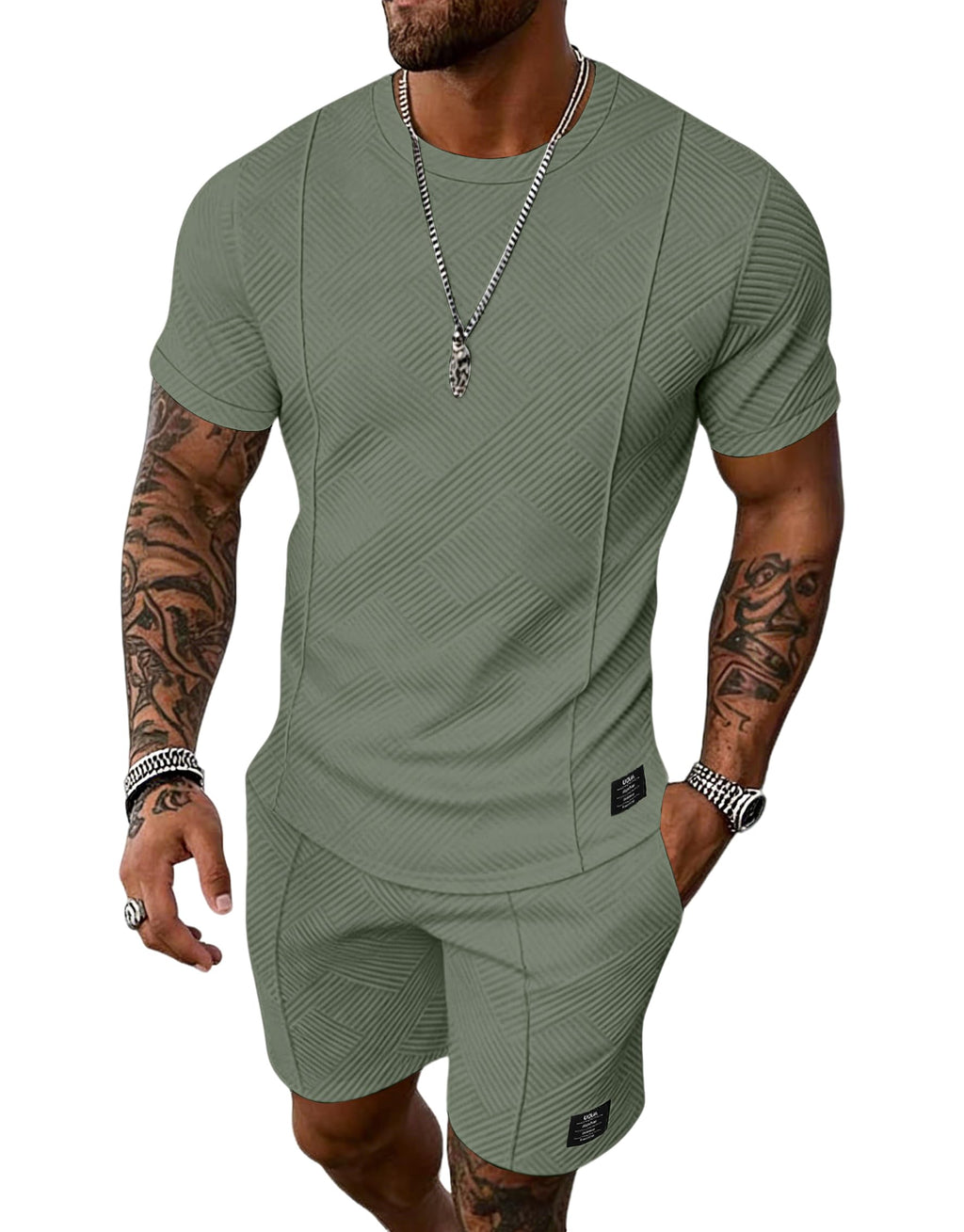 UOUA Men's Shorts Set 2 Piece Summer Outfits Casual Vacation Tracksuits