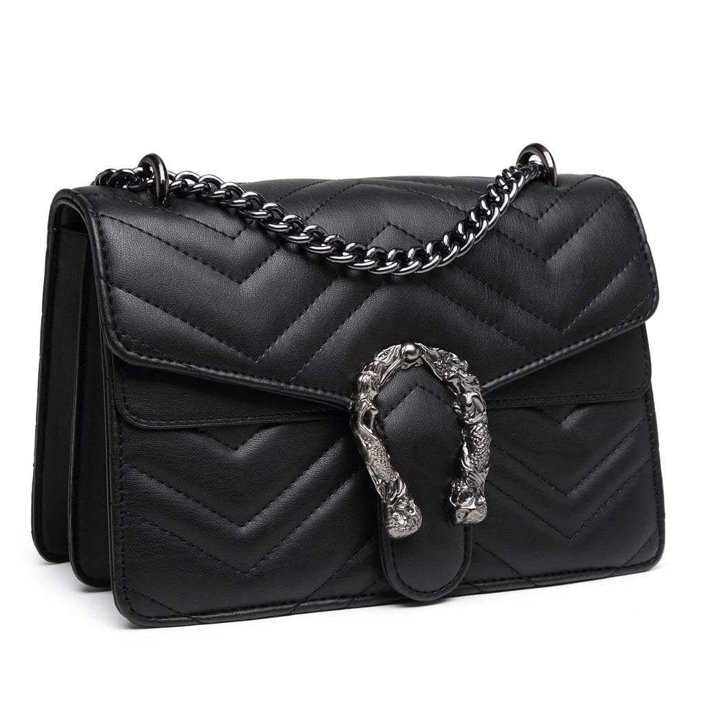 MYHOZEE Crossbody Bags for Women - Snake Printed Clutch Purses Leather Chain Shoulder Bags Evening Handbags