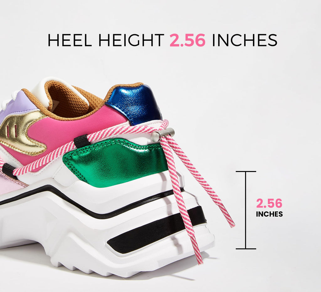 LUCKY STEP Women's Platform Fashion Chunky Dad Sneakers | Colorful | Retro Colorblock | Stylish Cute | Lace-Up Walking Shoes | Anti-Slip