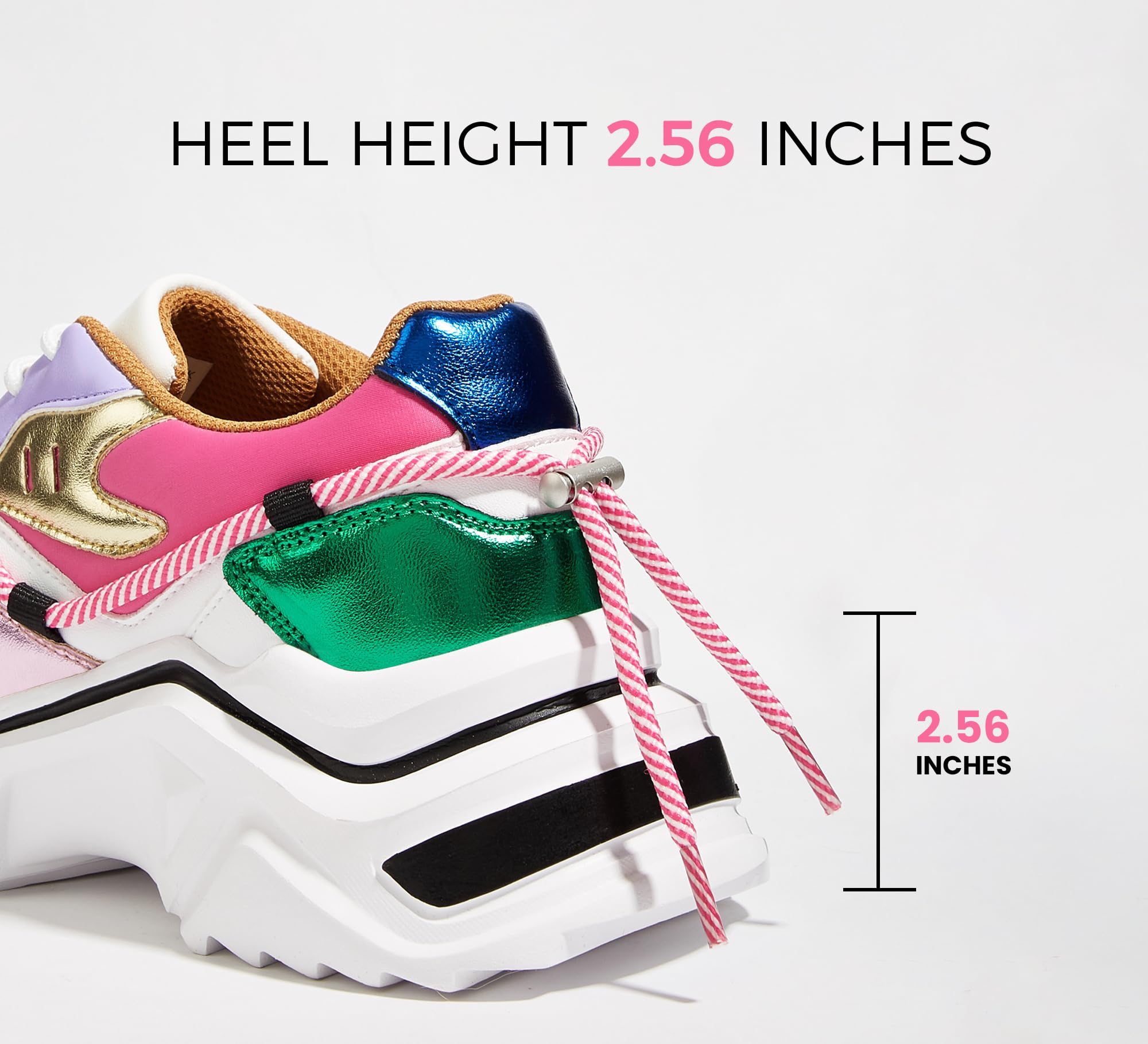 LUCKY STEP Women's Platform Fashion Chunky Dad Sneakers | Colorful | Retro Colorblock | Stylish Cute | Lace-Up Walking Shoes | Anti-Slip