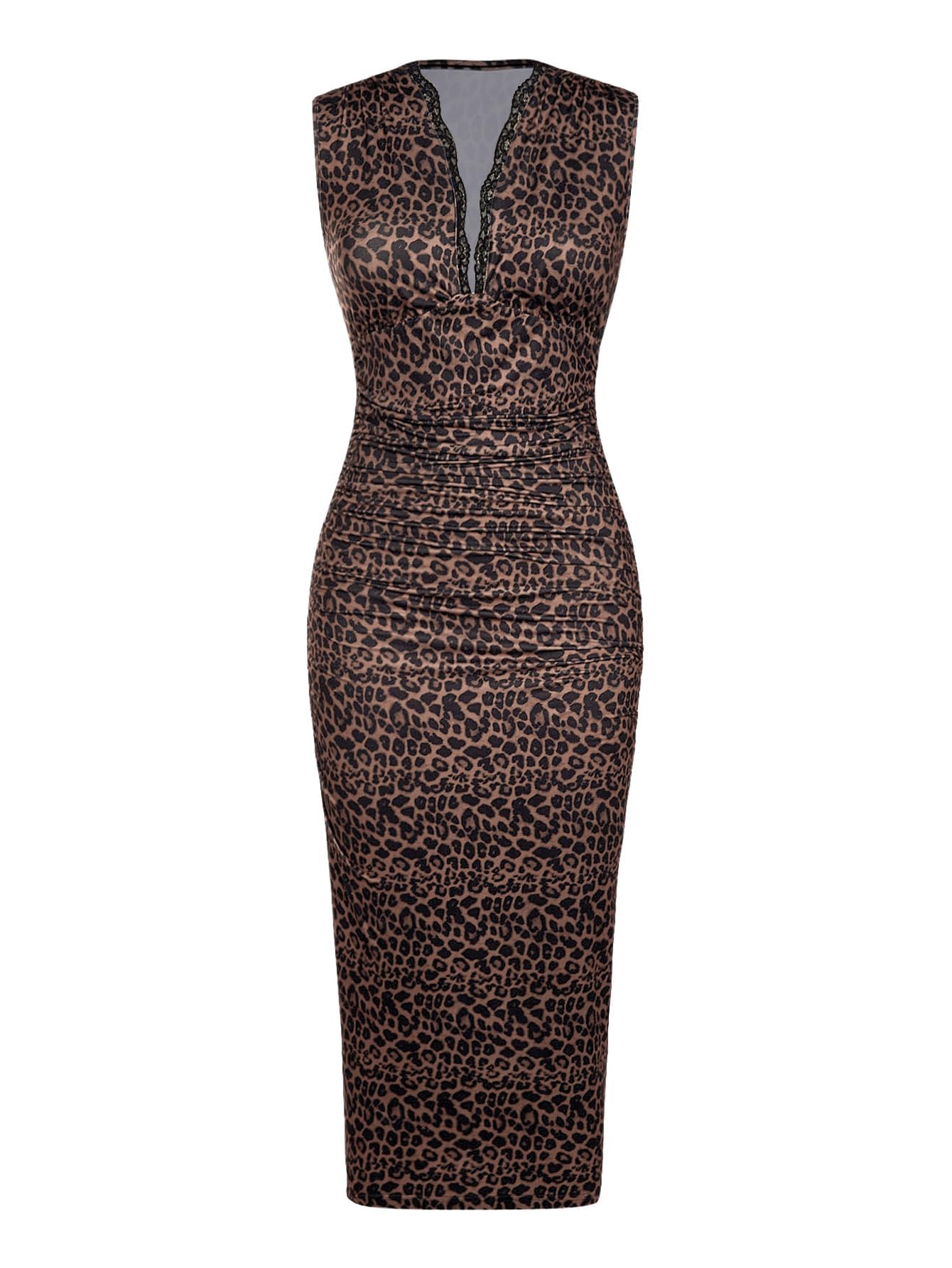 GORGLITTER Women's Leopard Cheetah Animal Print Lace Sexy Birthday Dresses | Bodycon Midi Dress, Y2K Rave Style, Date Night Going Out Dresses, Brunch Outfits, Club Dinner Outfit
