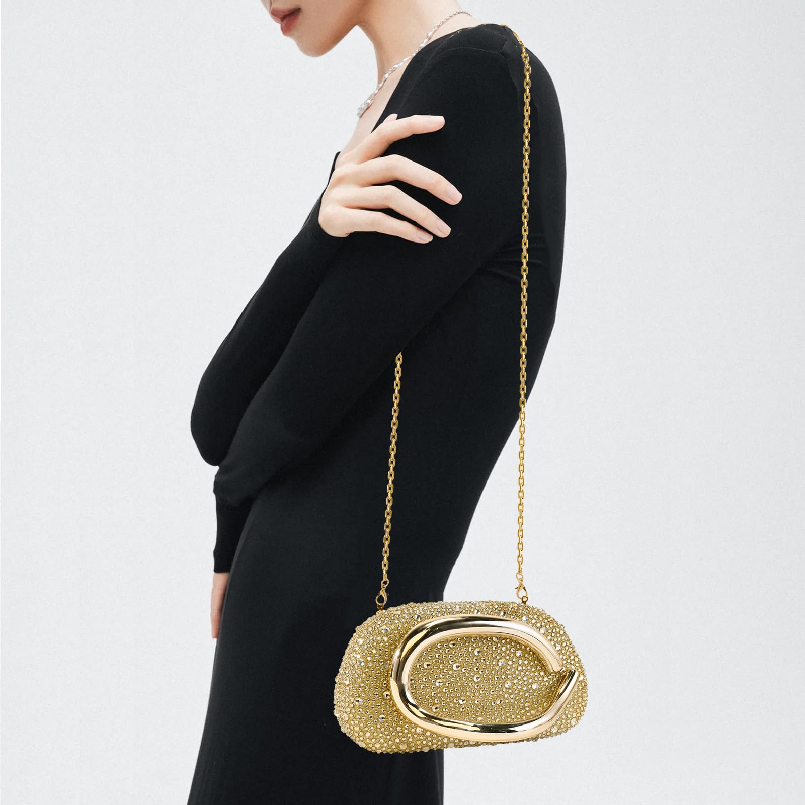 Clutch Purses for Women Formal, PU Leather/Marble Acrylic Evening Bags with Chain, Trendy Metal Handle Purses 2025