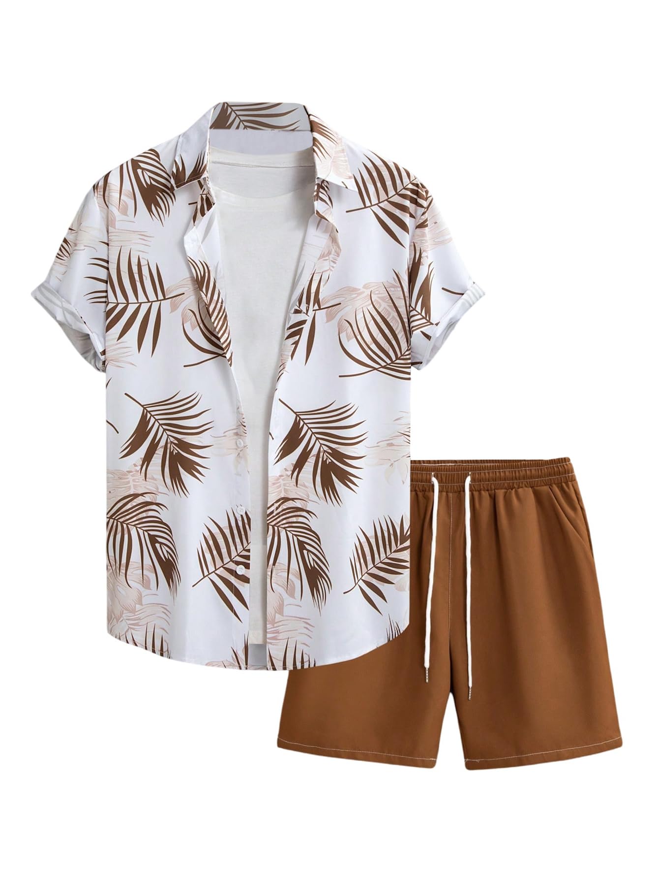 GORGLITTER Men's Beach Cruise Vacation Outfits Floral Shirt and Shorts Sets | Short Sleeve Button Up, Matching Hawaiian Outfits for Couples, Resort Wear