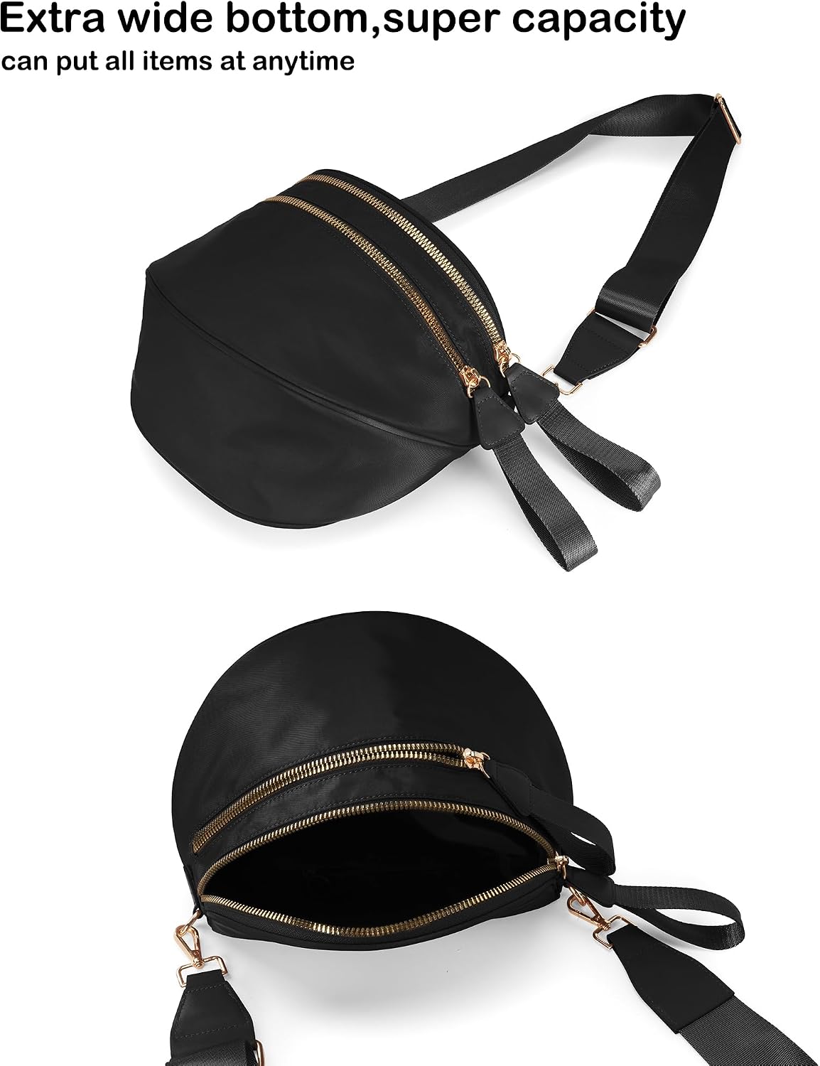 FEIBOON Spacious Nylon Crossbody Bag Bum Bag Handbags Wallets Purses Trendy Shoulder Bag for Women