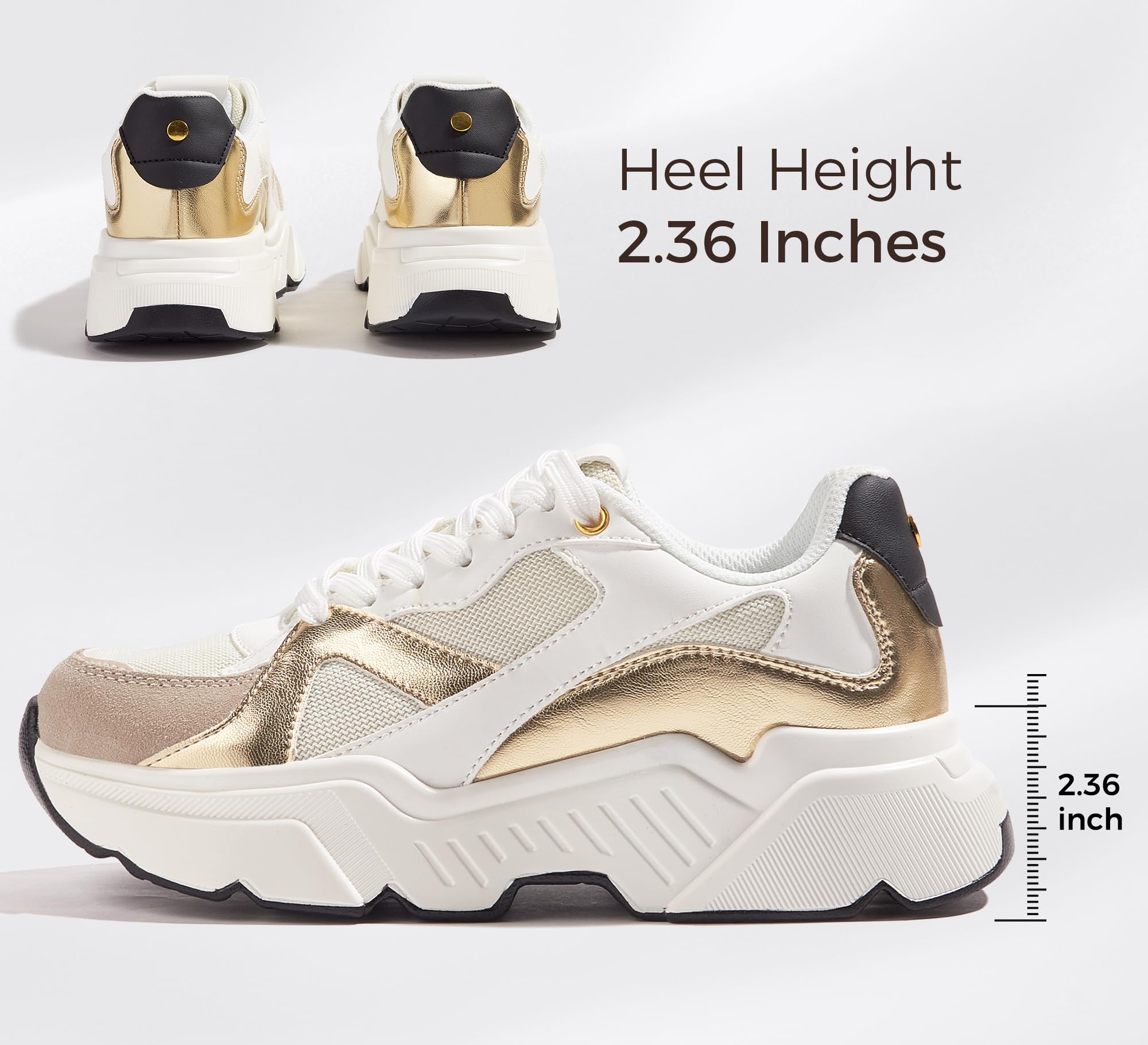 BELOS Women Platform Chunky Sneakers Fashion Dad Sneakers | Casual Lace Up Comfortable Lightweigt Walking Shoes