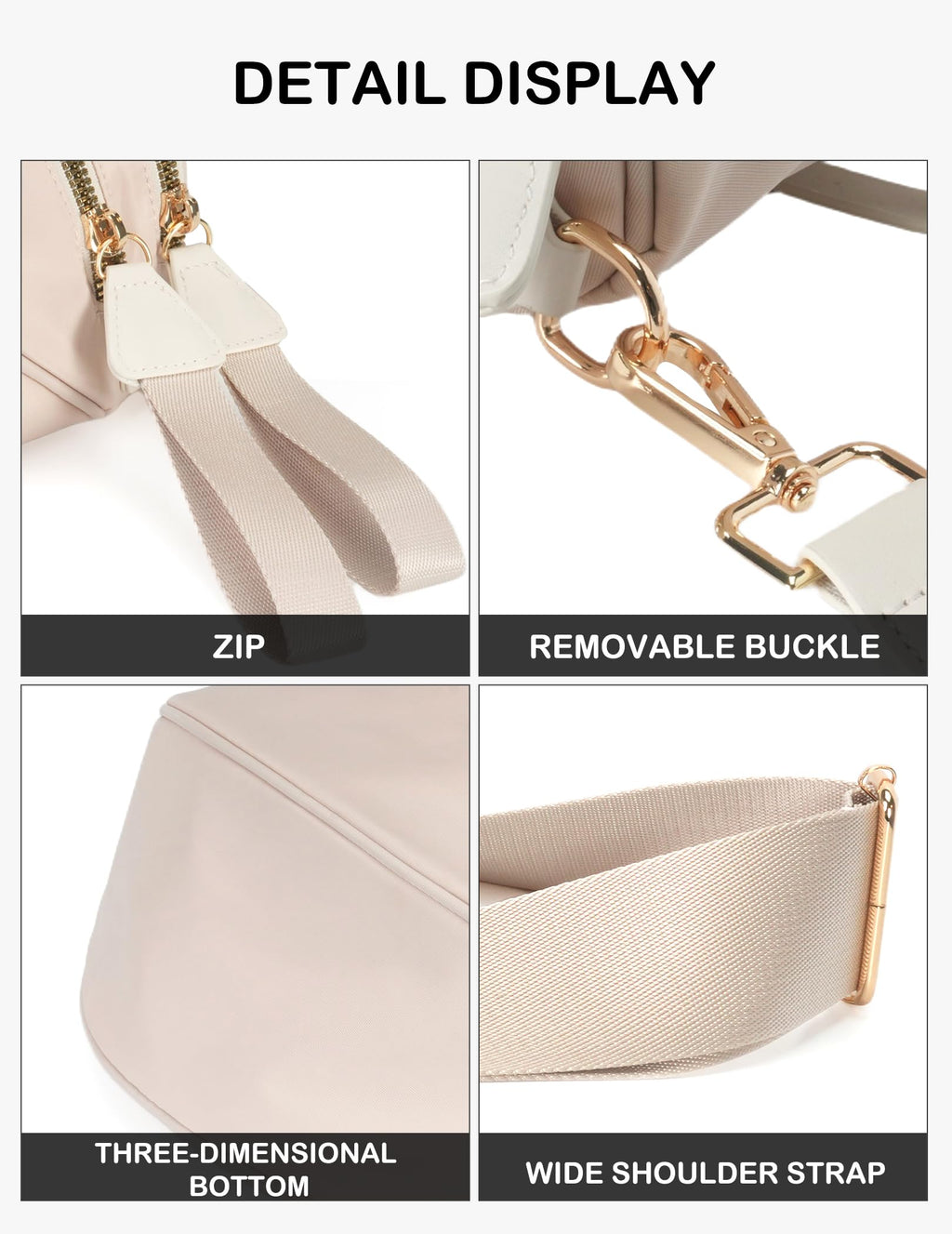 FEIBOON Spacious Nylon Crossbody Bag Bum Bag Handbags Wallets Purses Trendy Shoulder Bag for Women
