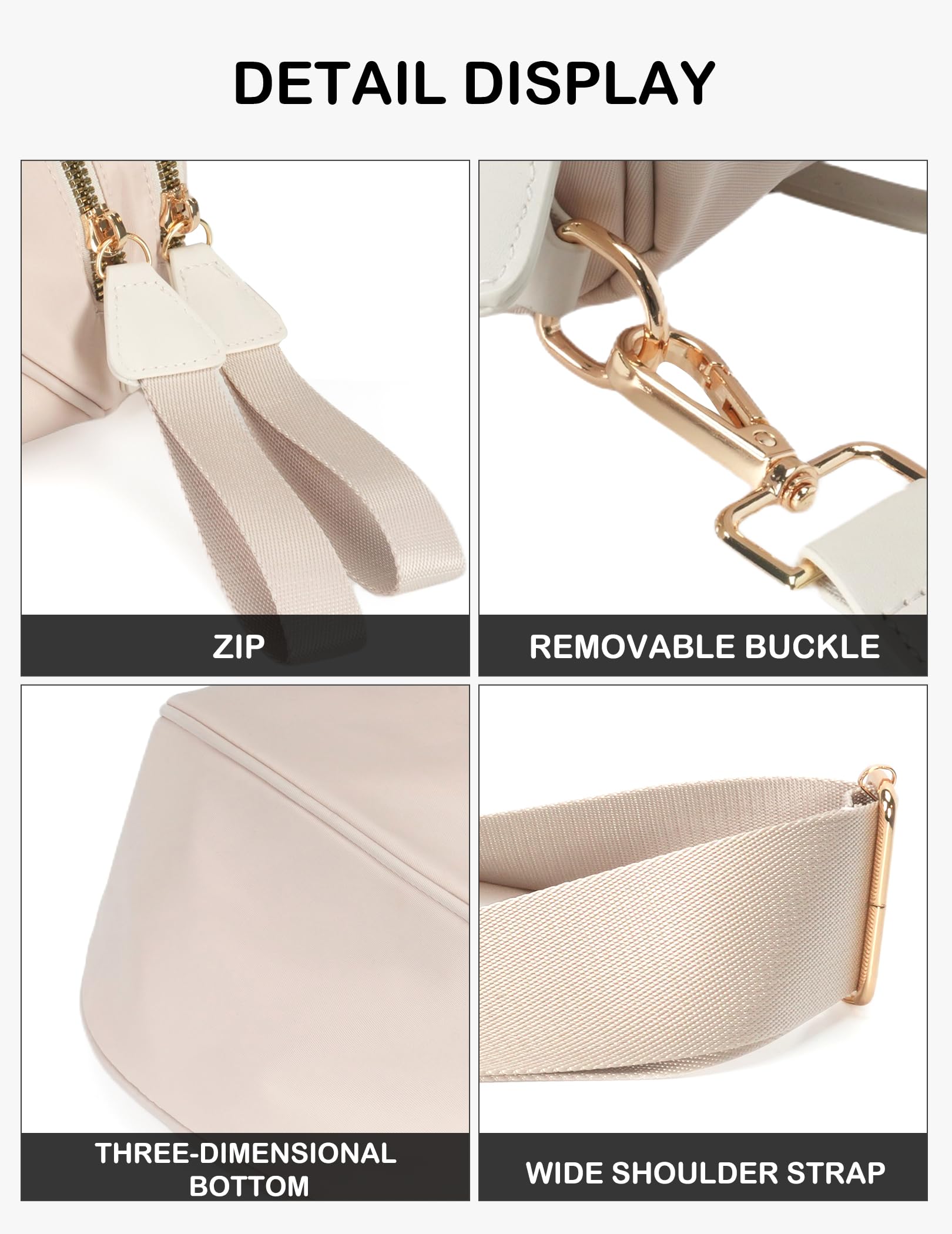 FEIBOON Spacious Nylon Crossbody Bag Bum Bag Handbags Wallets Purses Trendy Shoulder Bag for Women