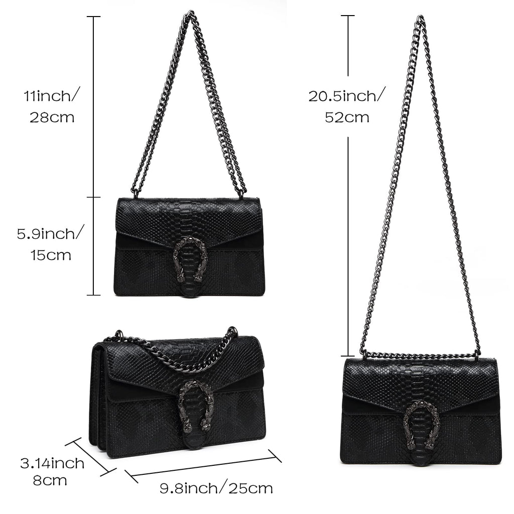 MYHOZEE Crossbody Bags for Women - Snake Printed Clutch Purses Leather Chain Shoulder Bags Evening Handbags