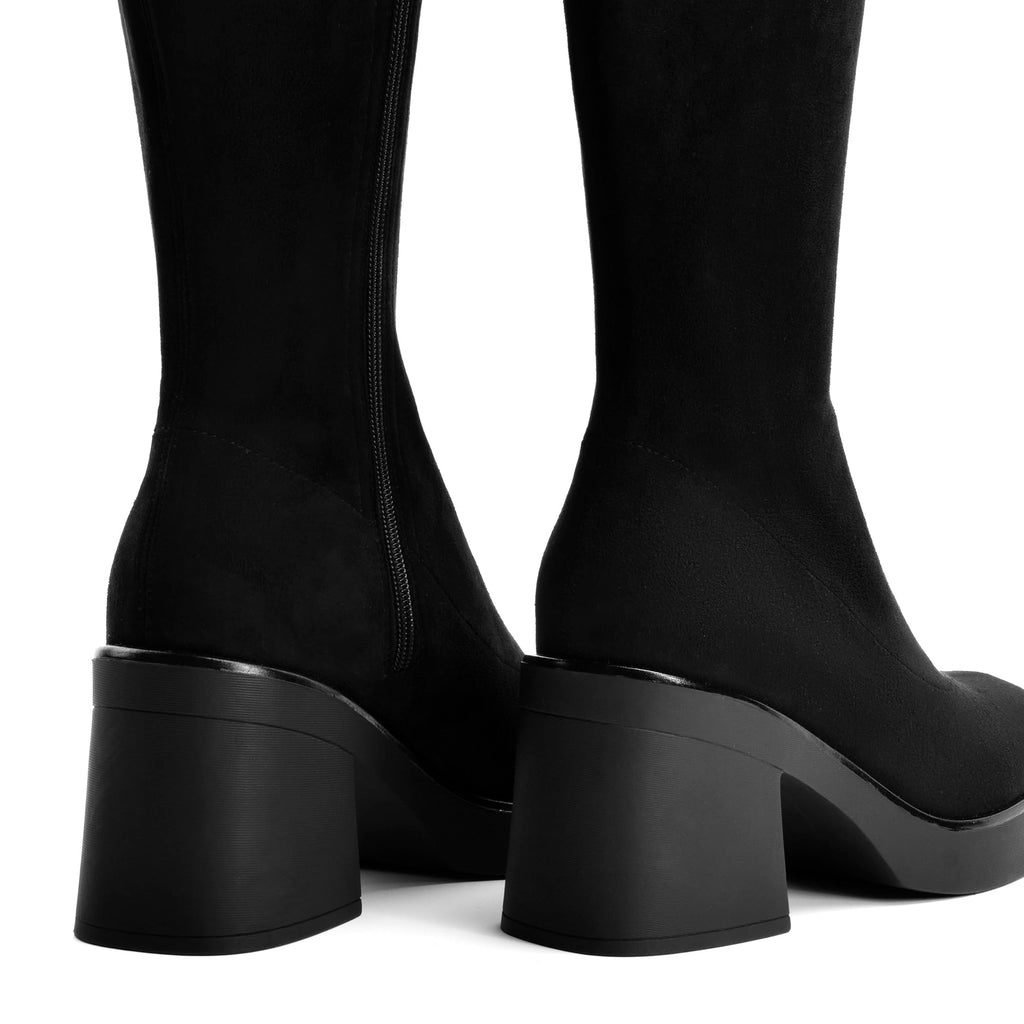 AprCoco Knee High Boots for Women GoGo Boots Platform Square Toe Womens Chunky Heel Side Zipper Boot