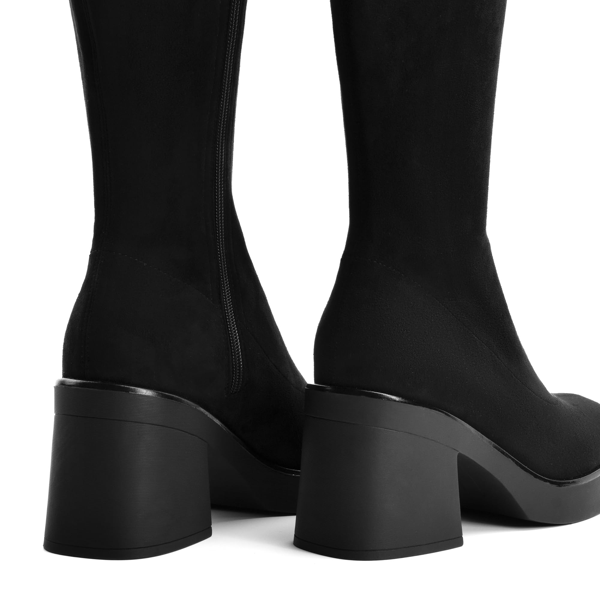 AprCoco Knee High Boots for Women GoGo Boots Platform Square Toe Womens Chunky Heel Side Zipper Boot