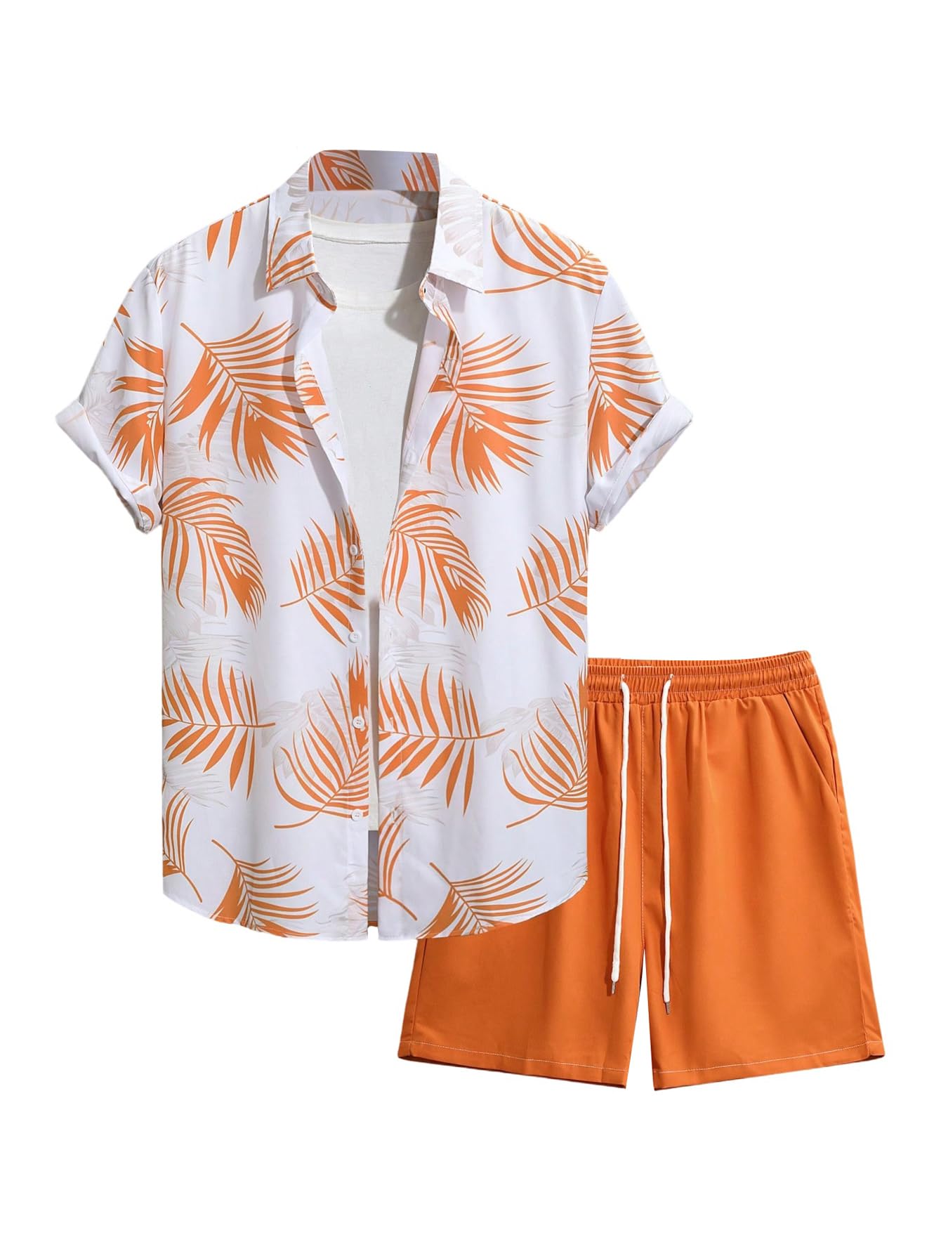 GORGLITTER Men's Beach Cruise Vacation Outfits Floral Shirt and Shorts Sets | Short Sleeve Button Up, Matching Hawaiian Outfits for Couples, Resort Wear