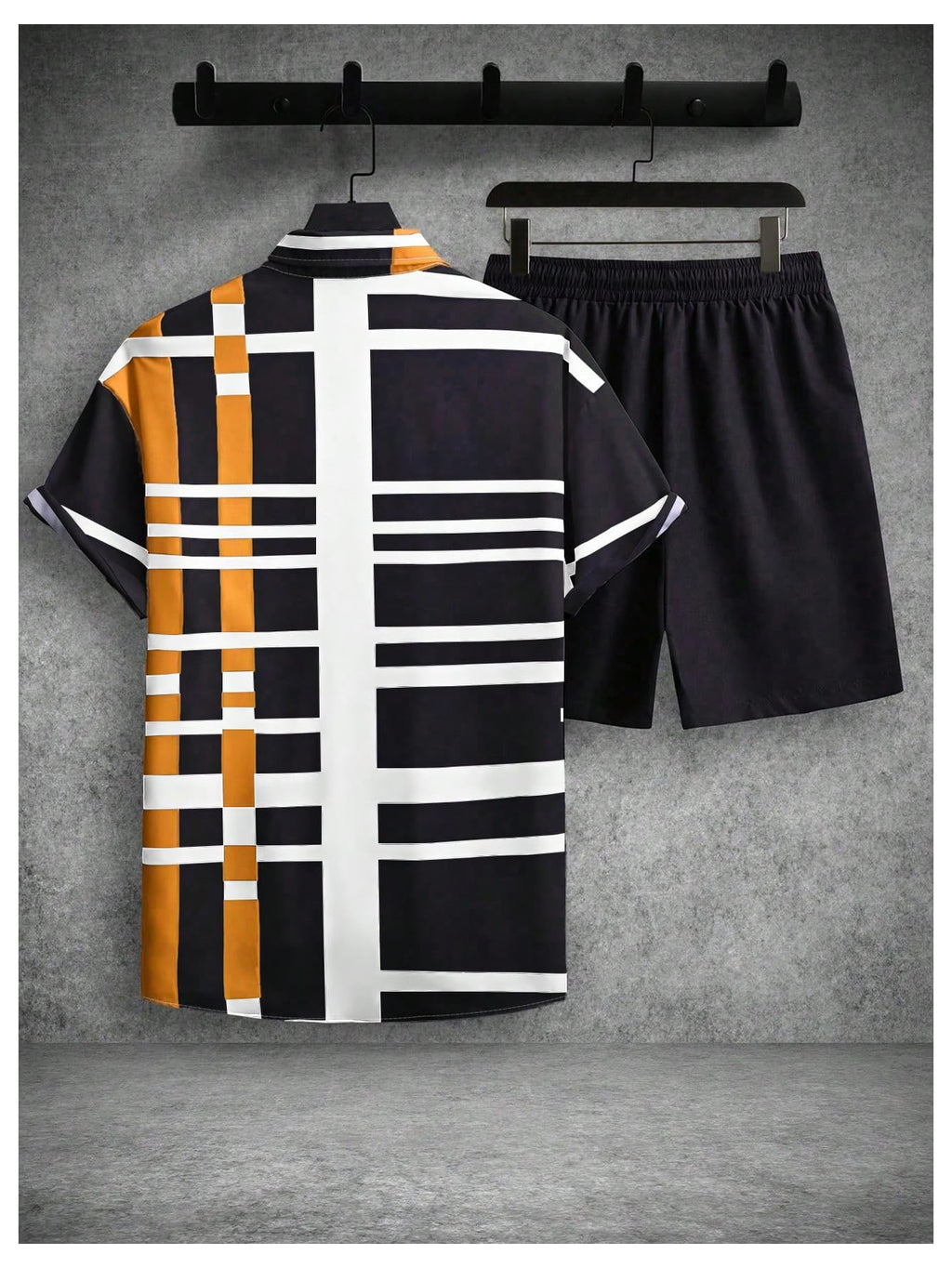 WDIRARA Men's 2 Piece Outfits Button Down Short Sleeve Collared Shirt and Shorts Set