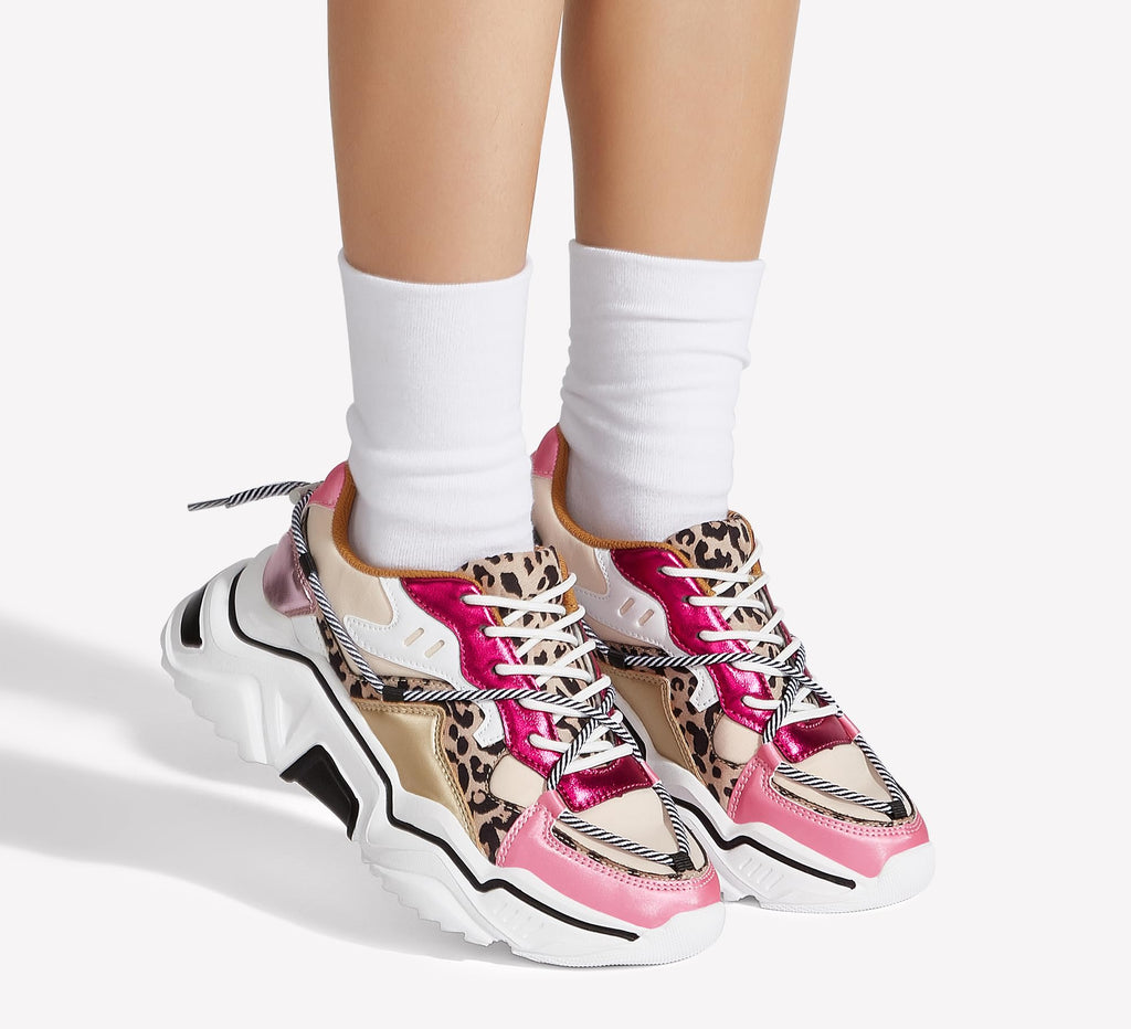 LUCKY STEP Women's Platform Fashion Chunky Dad Sneakers | Colorful | Retro Colorblock | Stylish Cute | Lace-Up Walking Shoes | Anti-Slip