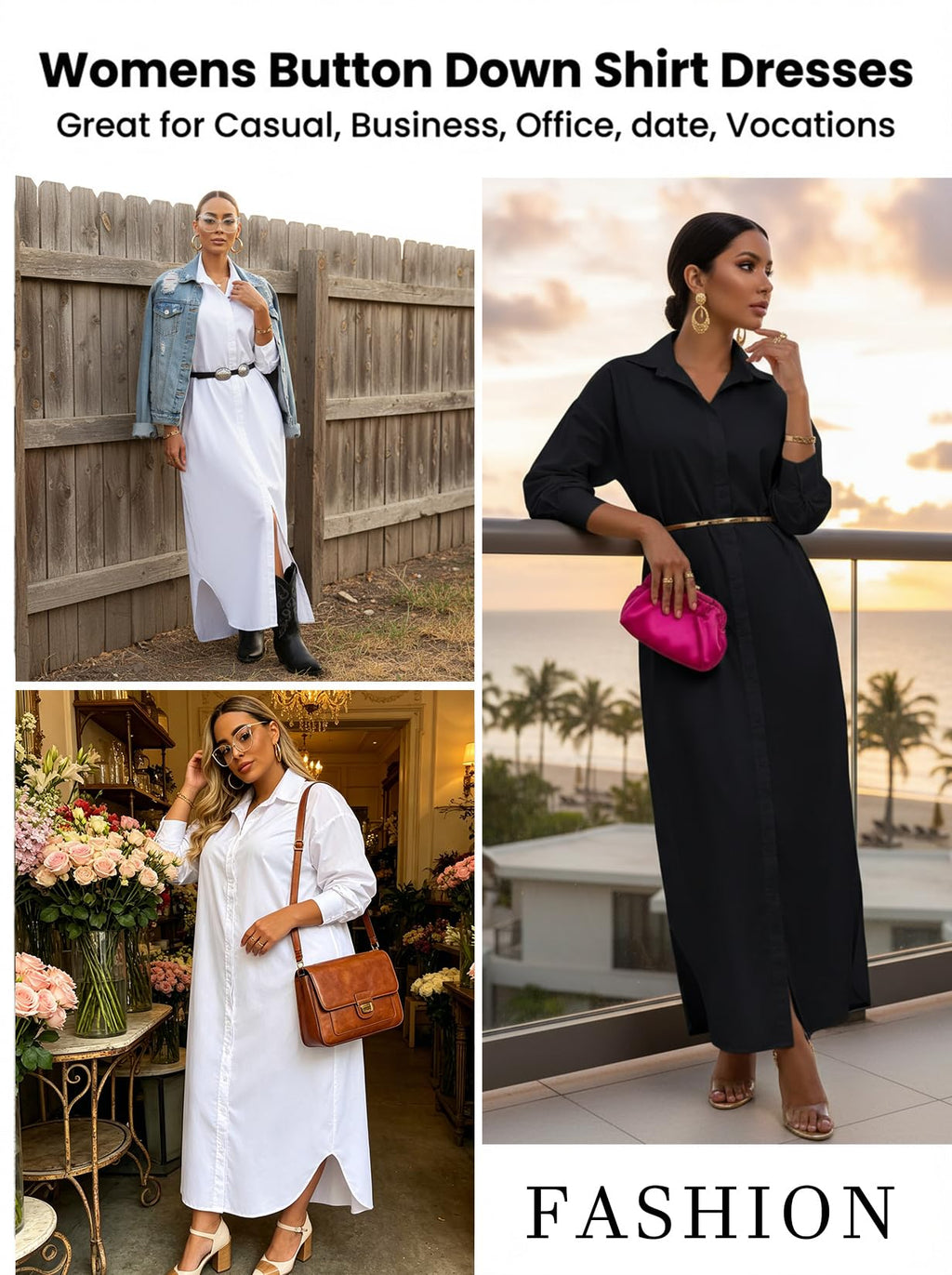 Shirt Dresses for Women Casual Long Sleeve Cotton Button Down Maxi Dresses | Oversized,Solid Color,Loose Fit,Plus Size,Long Shirts,Button Down Dress