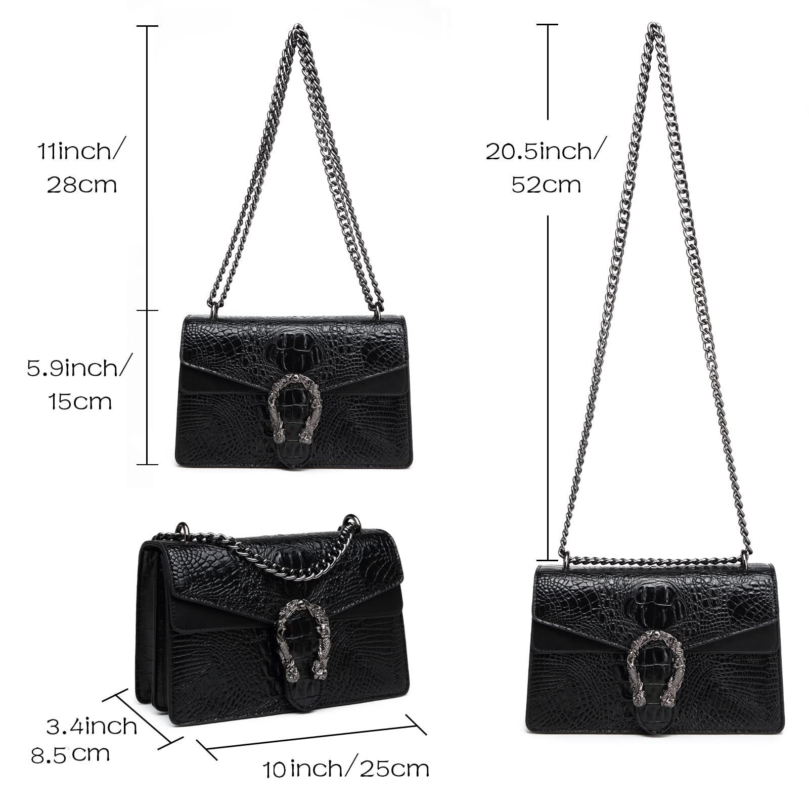 MYHOZEE Crossbody Bags for Women - Snake Printed Clutch Purses Leather Chain Shoulder Bags Evening Handbags