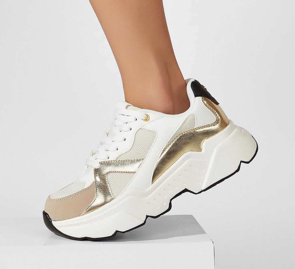 BELOS Women Platform Chunky Sneakers Fashion Dad Sneakers | Casual Lace Up Comfortable Lightweigt Walking Shoes