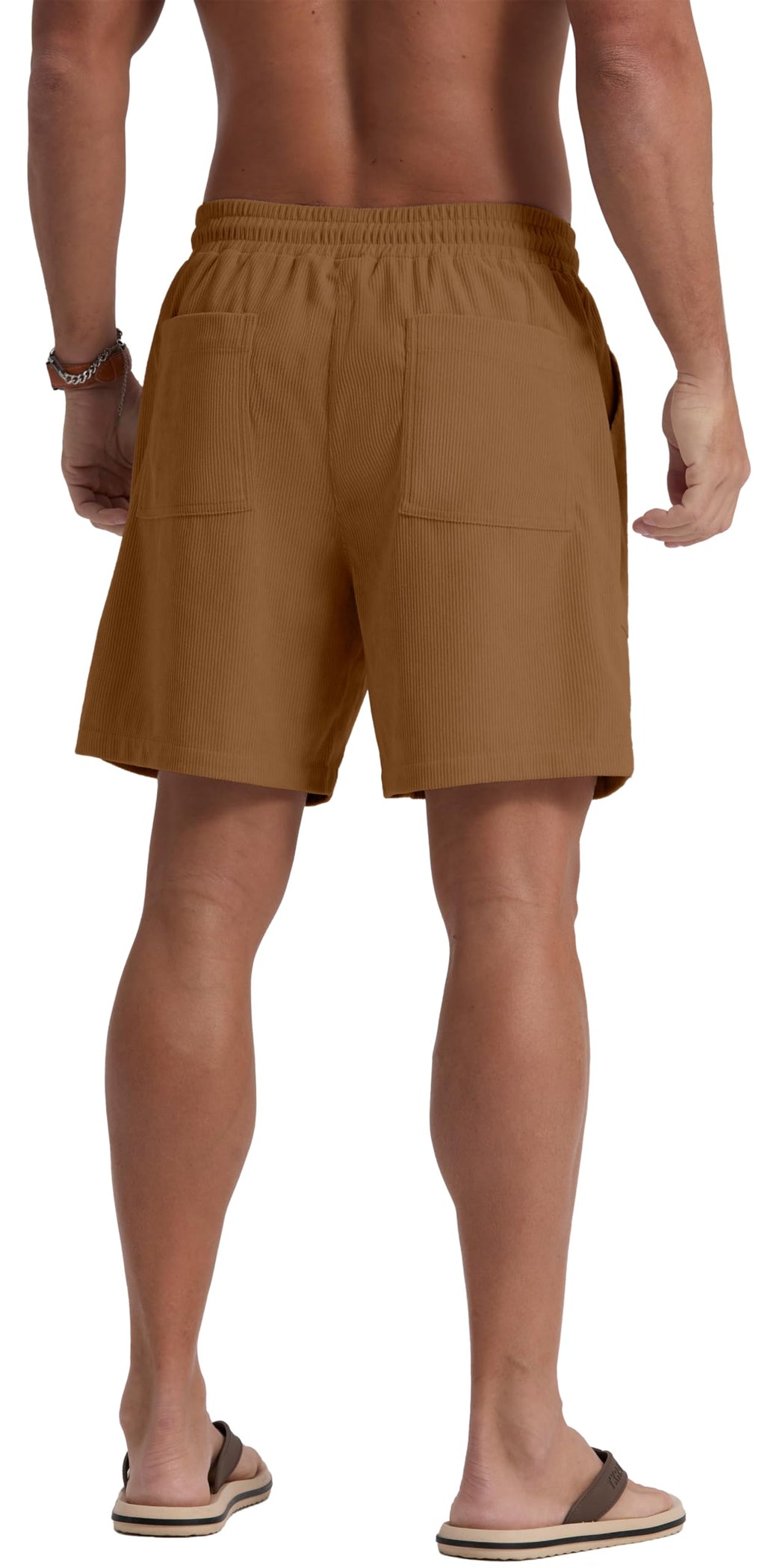 Sailwind Men's Casual Corduroy Shorts Lightweight Elastic Waist Drawstring Summer Beach Shorts