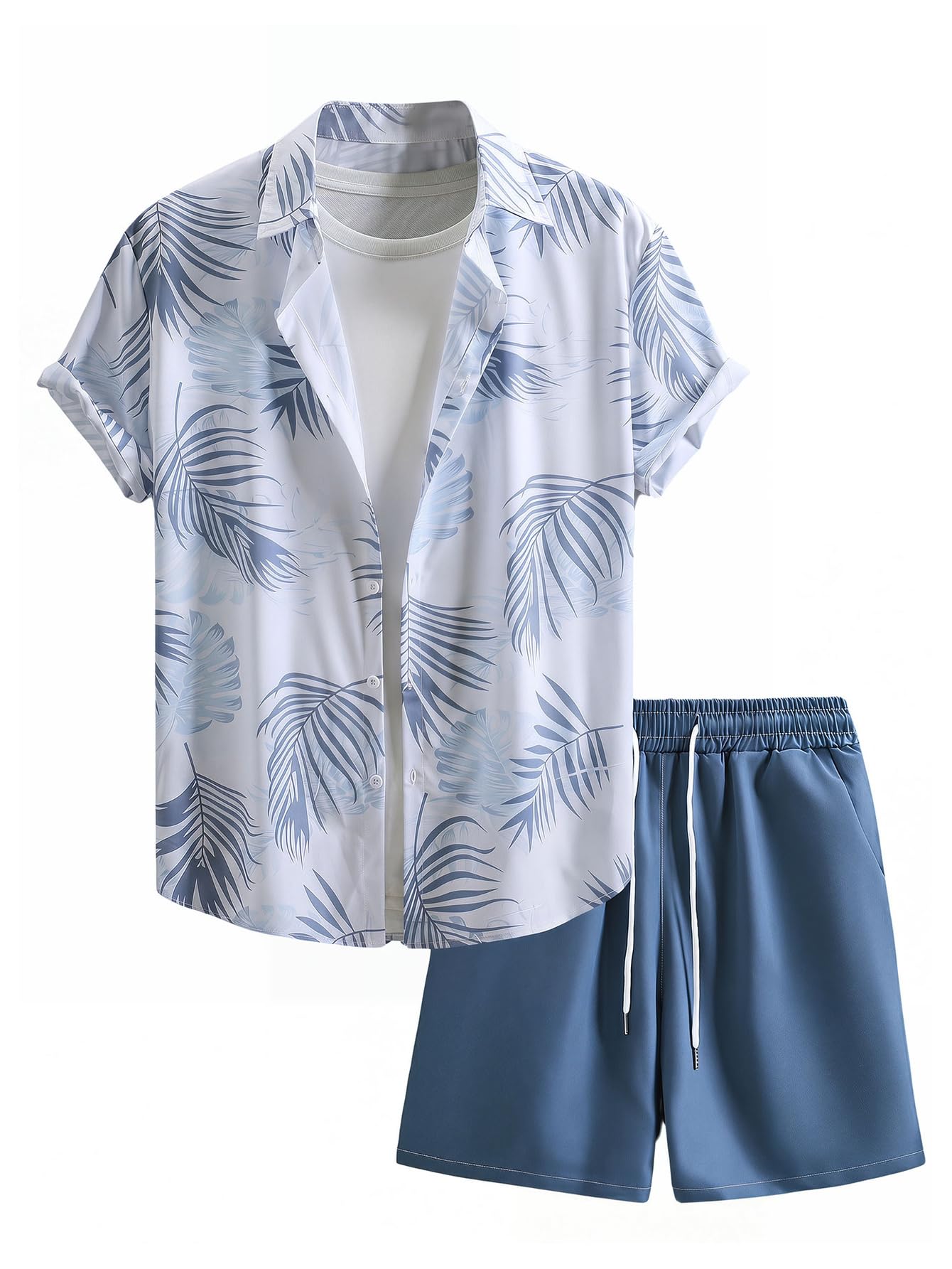 GORGLITTER Men's Beach Cruise Vacation Outfits Floral Shirt and Shorts Sets | Short Sleeve Button Up, Matching Hawaiian Outfits for Couples, Resort Wear