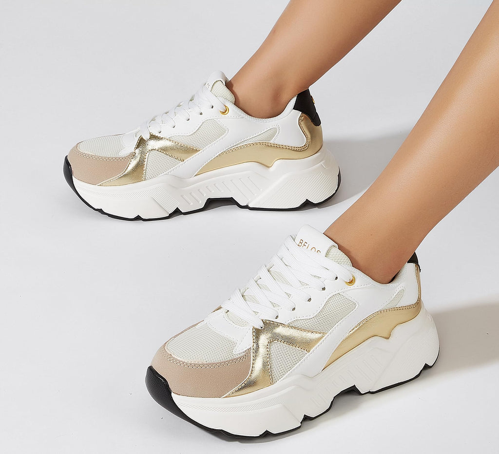 BELOS Women Platform Chunky Sneakers Fashion Dad Sneakers | Casual Lace Up Comfortable Lightweigt Walking Shoes