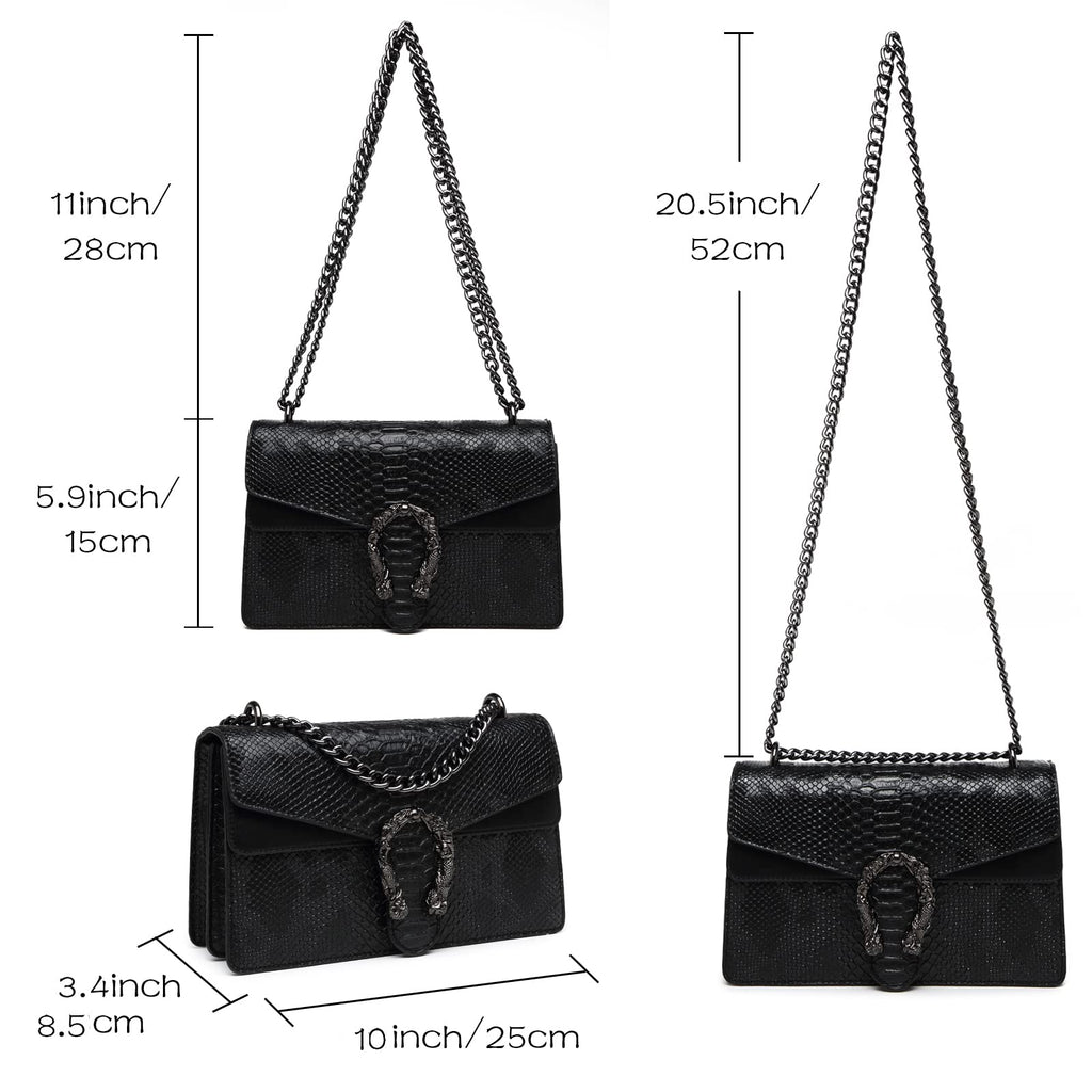 MYHOZEE Crossbody Bags for Women - Snake Printed Clutch Purses Leather Chain Shoulder Bags Evening Handbags