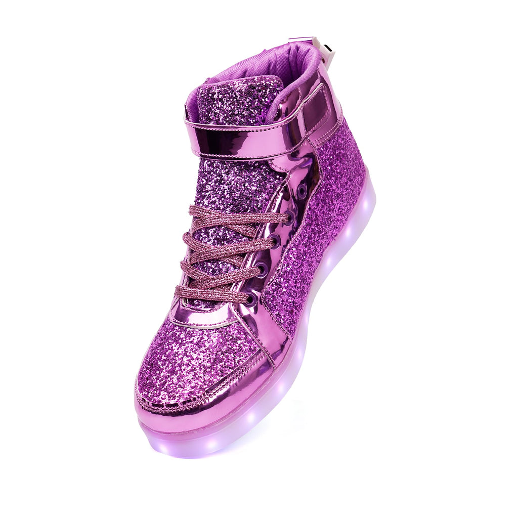 Glitter Led Shoes Light Up Shoes High Top Sneakers for Women Men Flashing Dancing Shoes for Halloween Christmas Party with USB Charging