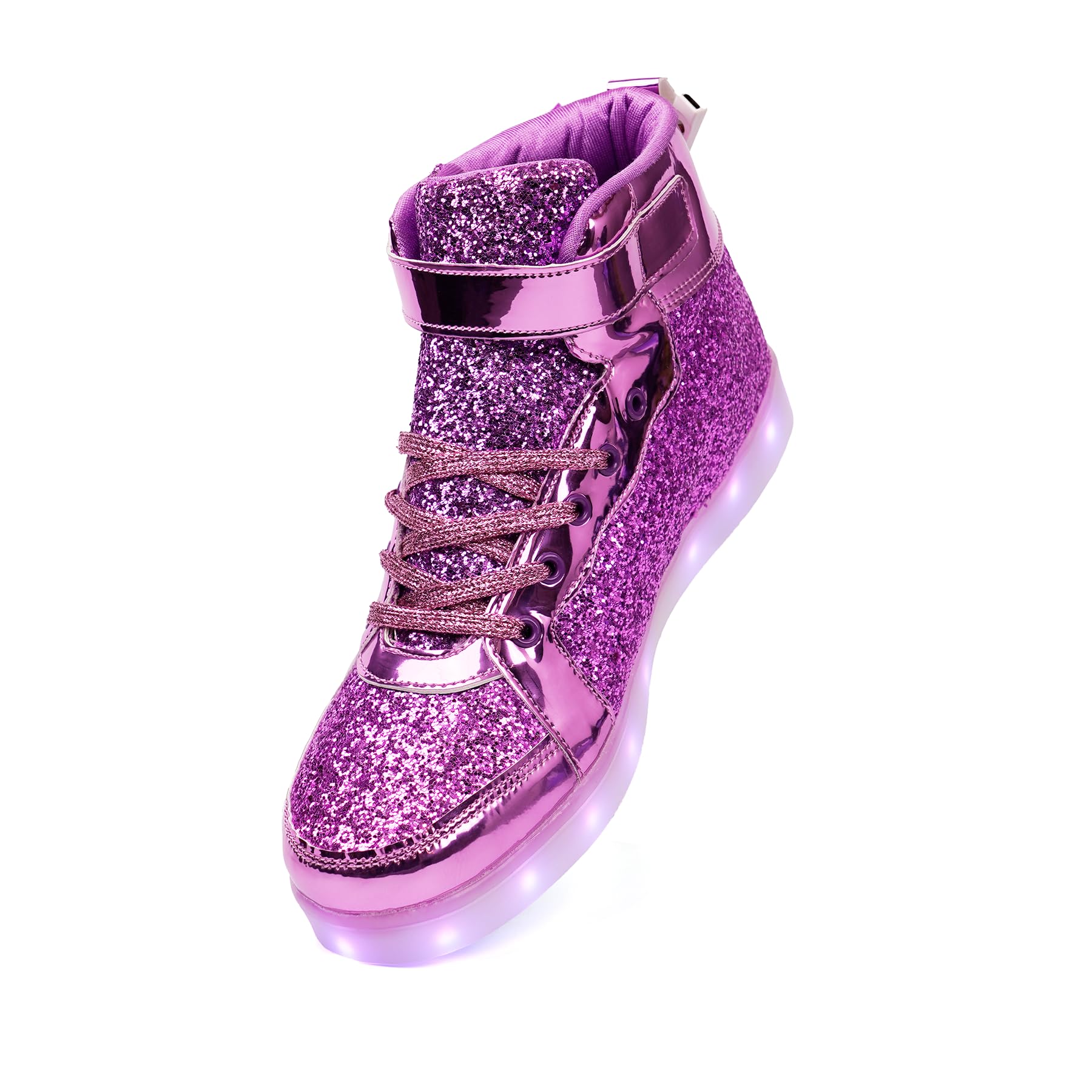 Glitter Led Shoes Light Up Shoes High Top Sneakers for Women Men Flashing Dancing Shoes for Halloween Christmas Party with USB Charging