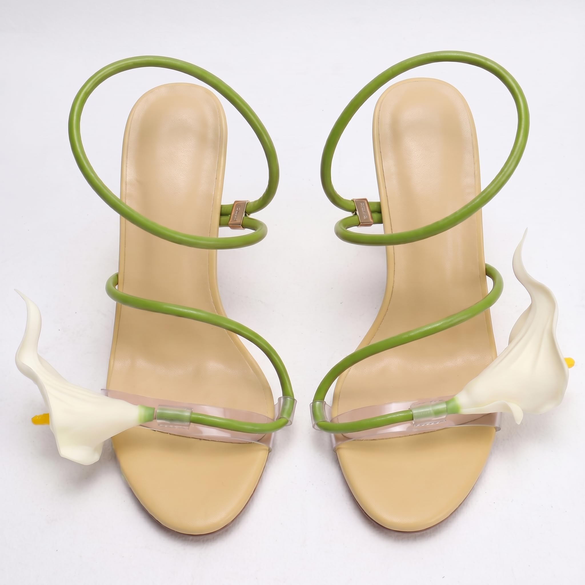 Flower High Heels for Women Calla Lily Sexy Floral Strappy Stilettos Heels | Flower Heels, Calla Lily Open Toe Strappy Heeled Sandals, Floral Stilettos Heels for Wedding Bride Party Daily Wear