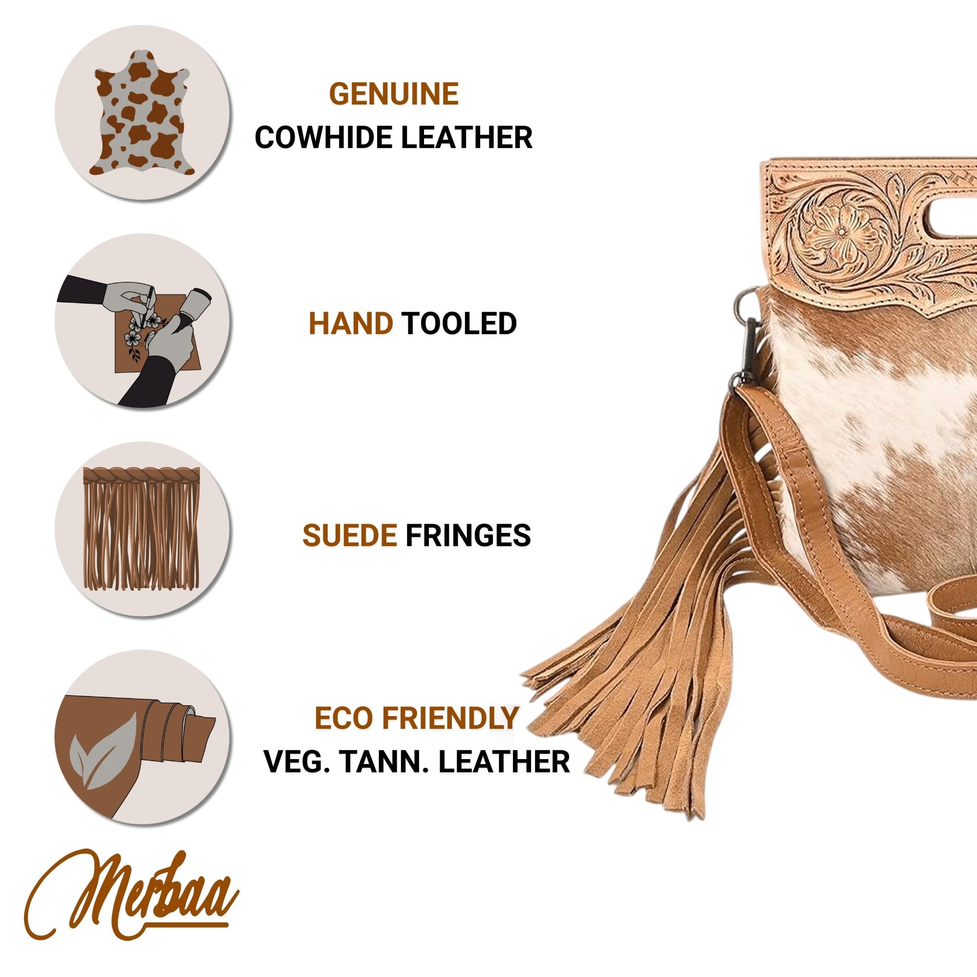 Women Natural Cowhide Leather Crossbody Sling Bag With Adjustable Detachable Strap | Shoulder Bag | Handbag