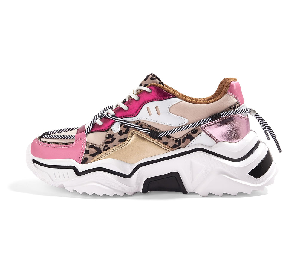 LUCKY STEP Women's Platform Fashion Chunky Dad Sneakers | Colorful | Retro Colorblock | Stylish Cute | Lace-Up Walking Shoes | Anti-Slip