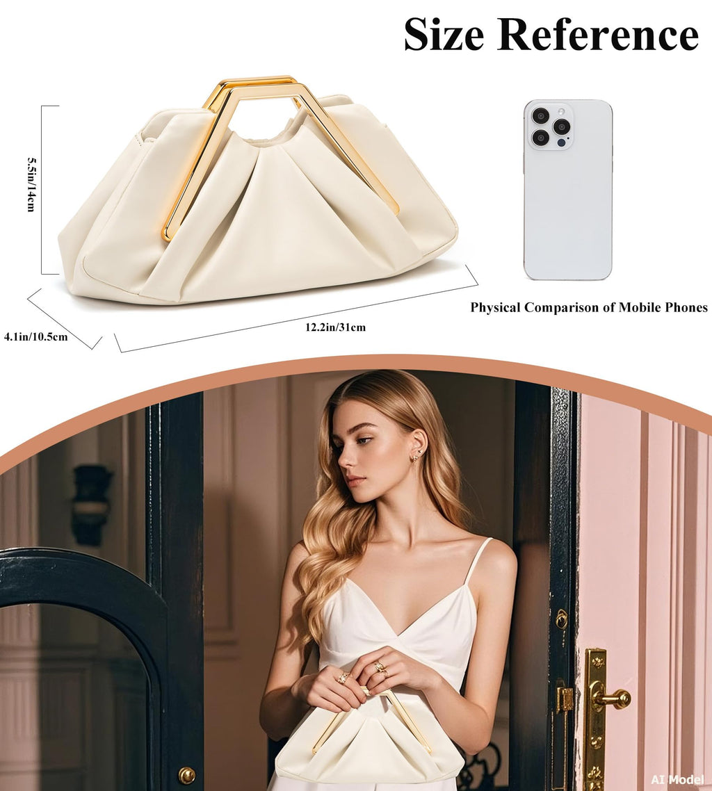 myfriday Elegant Ruched Clutch Purse, Soft Dumpling Evening Bag | for Women
