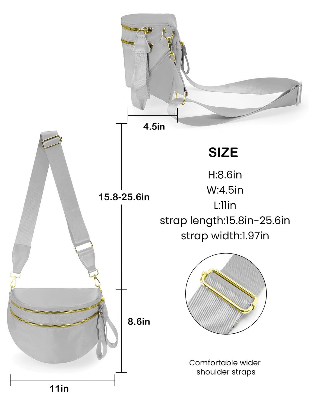 FEIBOON Spacious Nylon Crossbody Bag Bum Bag Handbags Wallets Purses Trendy Shoulder Bag for Women