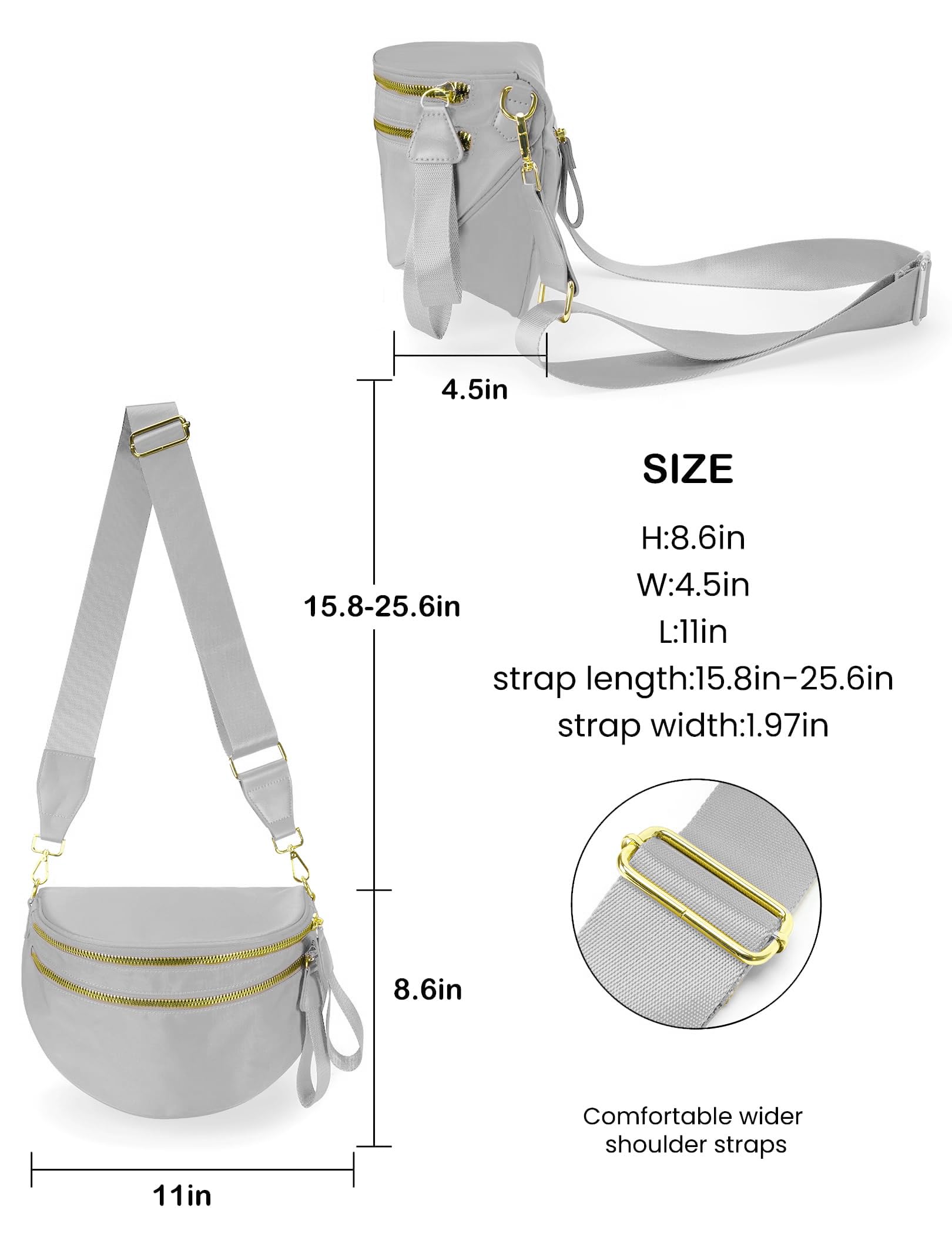 FEIBOON Spacious Nylon Crossbody Bag Bum Bag Handbags Wallets Purses Trendy Shoulder Bag for Women