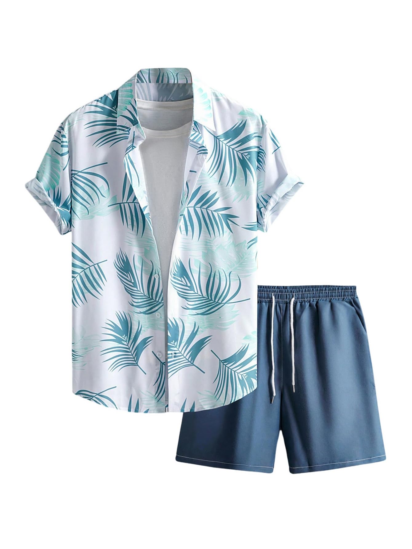 GORGLITTER Men's Beach Cruise Vacation Outfits Floral Shirt and Shorts Sets | Short Sleeve Button Up, Matching Hawaiian Outfits for Couples, Resort Wear