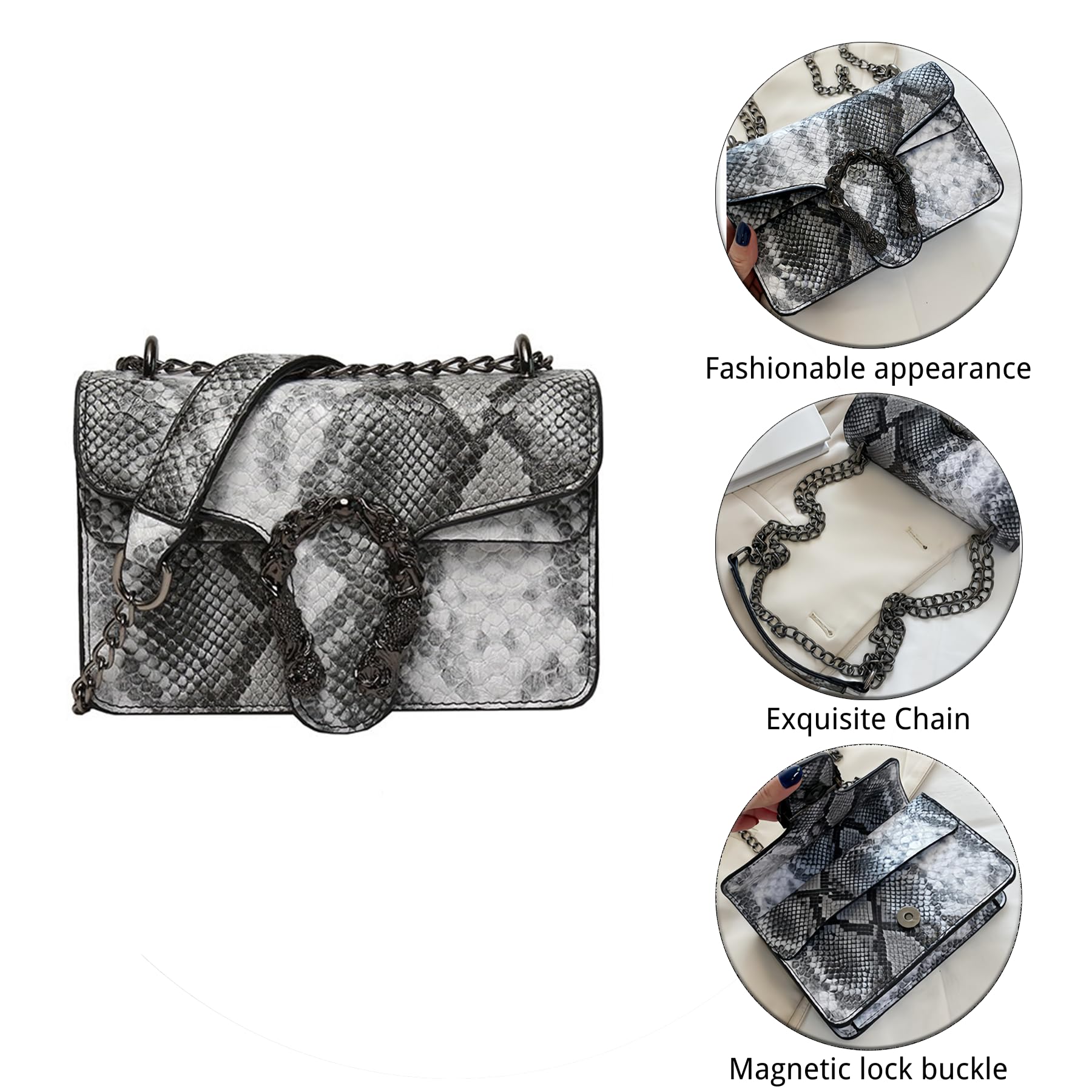 Women Synthetic Leather Crossbody Purse Bags,Fashion Snake Printed Leather Shoulder Bags,Small Clutch Bags