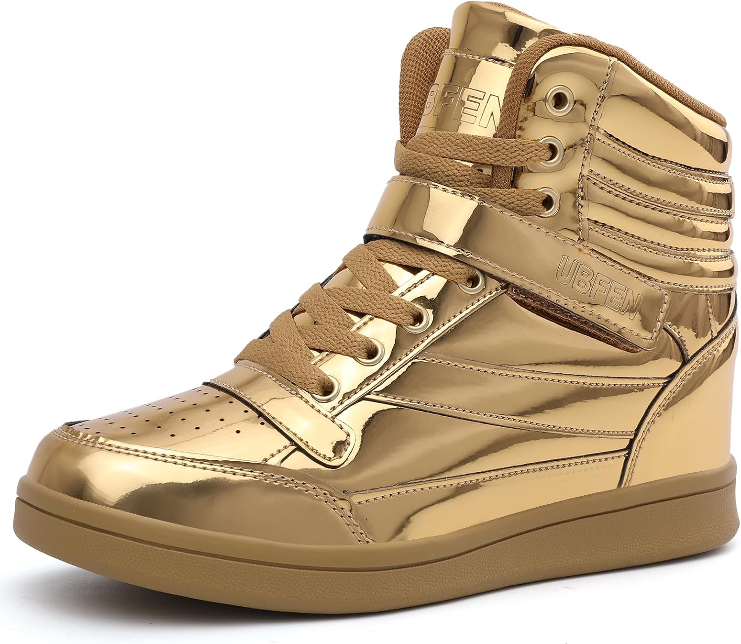UBFEN Womens High Top Sneakers with Hidden Wedge Heel Ankle Support Boots | 2 Inch Height Increase, Retro Style, Comfortable, Platform, Suitable For Commuting, Shopping, Travel, Casual, Daily Wear