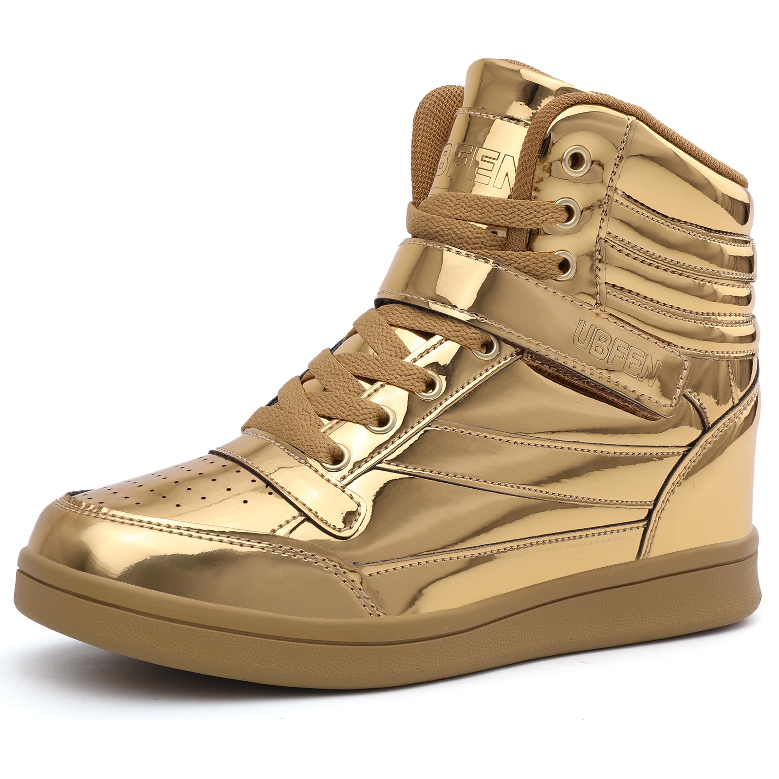 UBFEN Womens High Top Sneakers with Hidden Wedge Heel Ankle Support Boots | 2 Inch Height Increase, Retro Style, Comfortable, Platform, Suitable For Commuting, Shopping, Travel, Casual, Daily Wear
