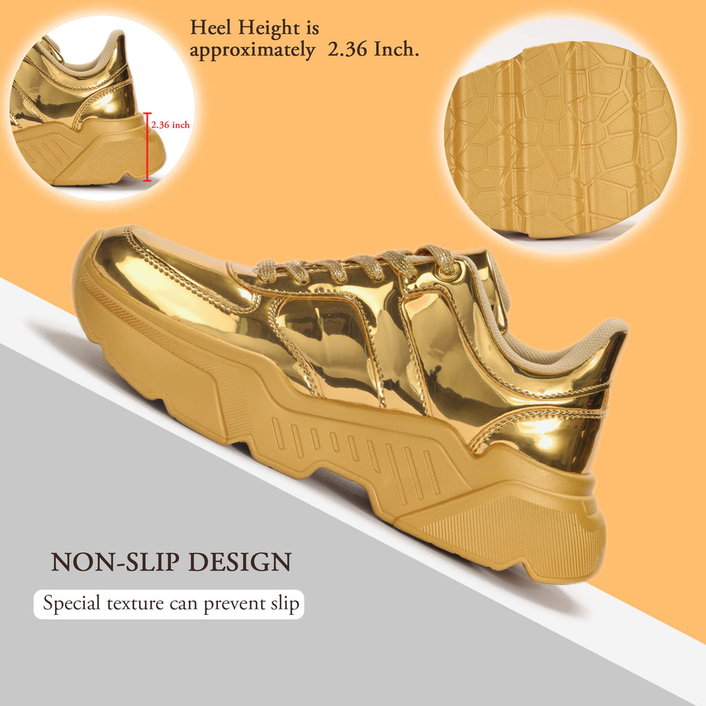 BELOS Women Platform Chunky Sneakers Fashion Dad Sneakers | Casual Lace Up Comfortable Lightweigt Walking Shoes