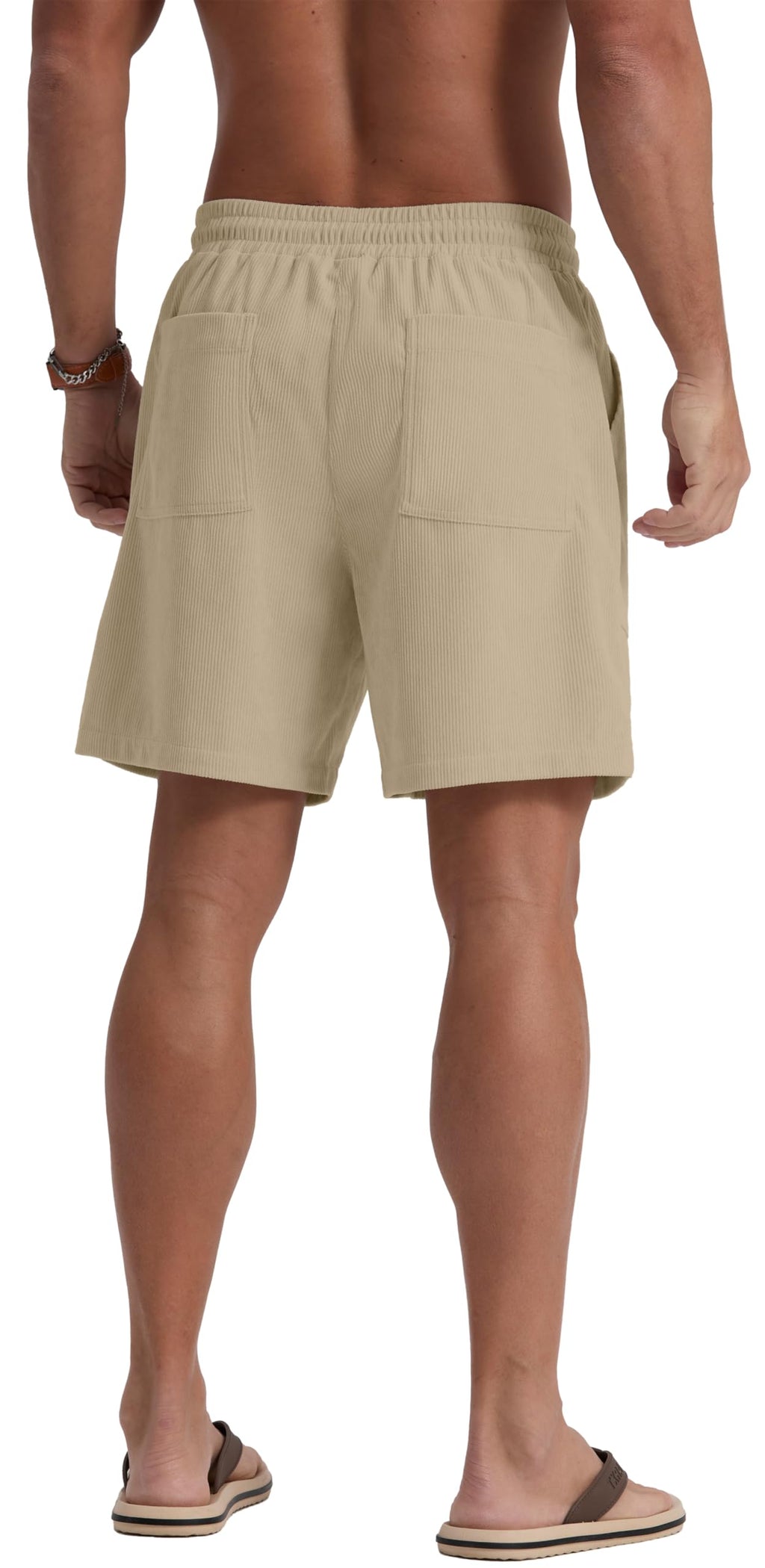 Sailwind Men's Casual Corduroy Shorts Lightweight Elastic Waist Drawstring Summer Beach Shorts